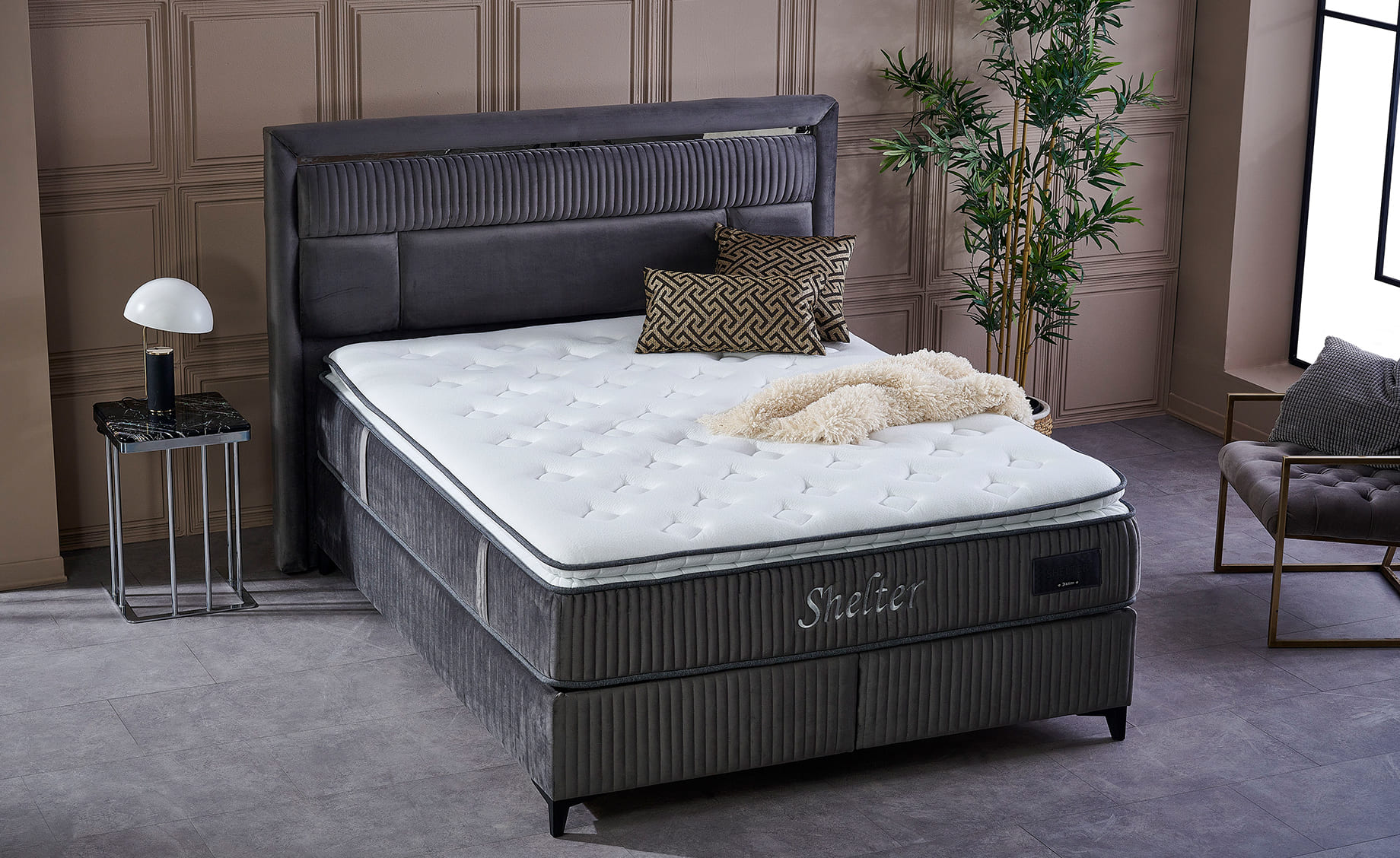 Shelter boxspring krevet sa prostorom za odlaganje 121x211x133/70cm