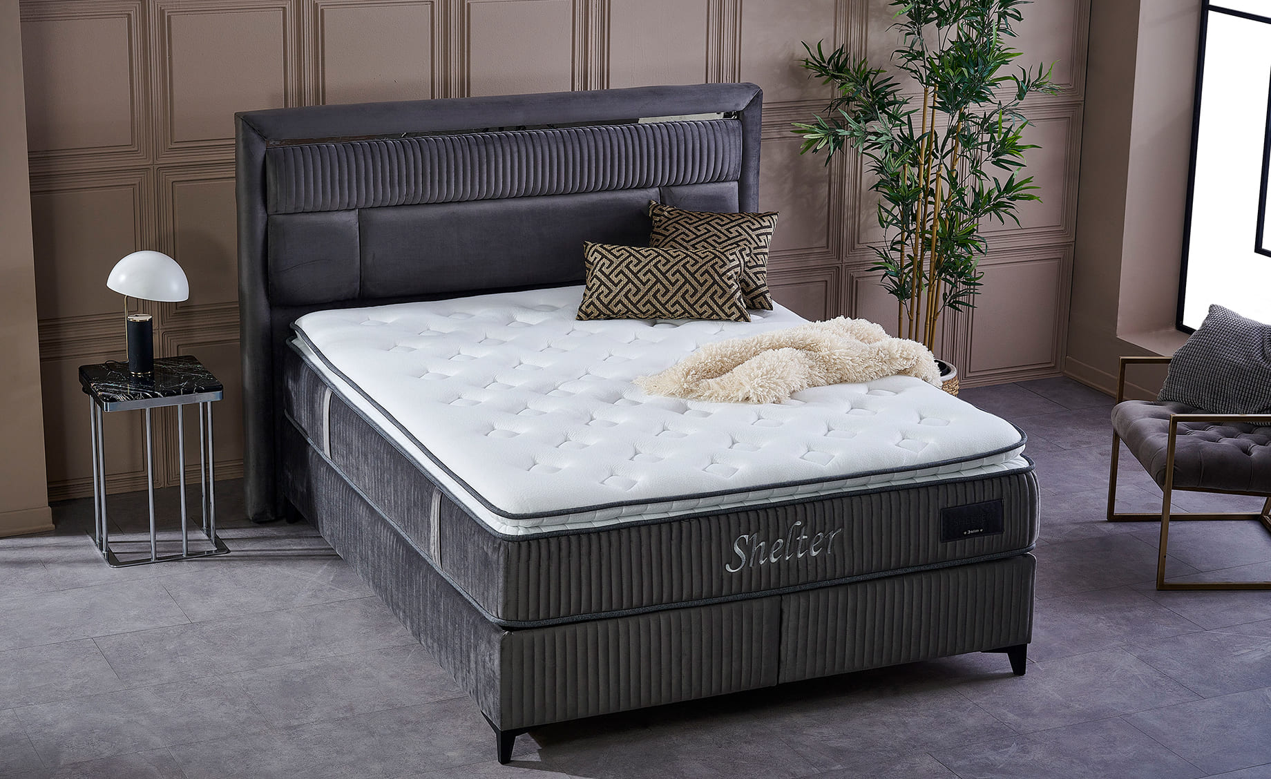 Shelter boxspring krevet sa prostorom za odlaganje 141x211x133/70cm