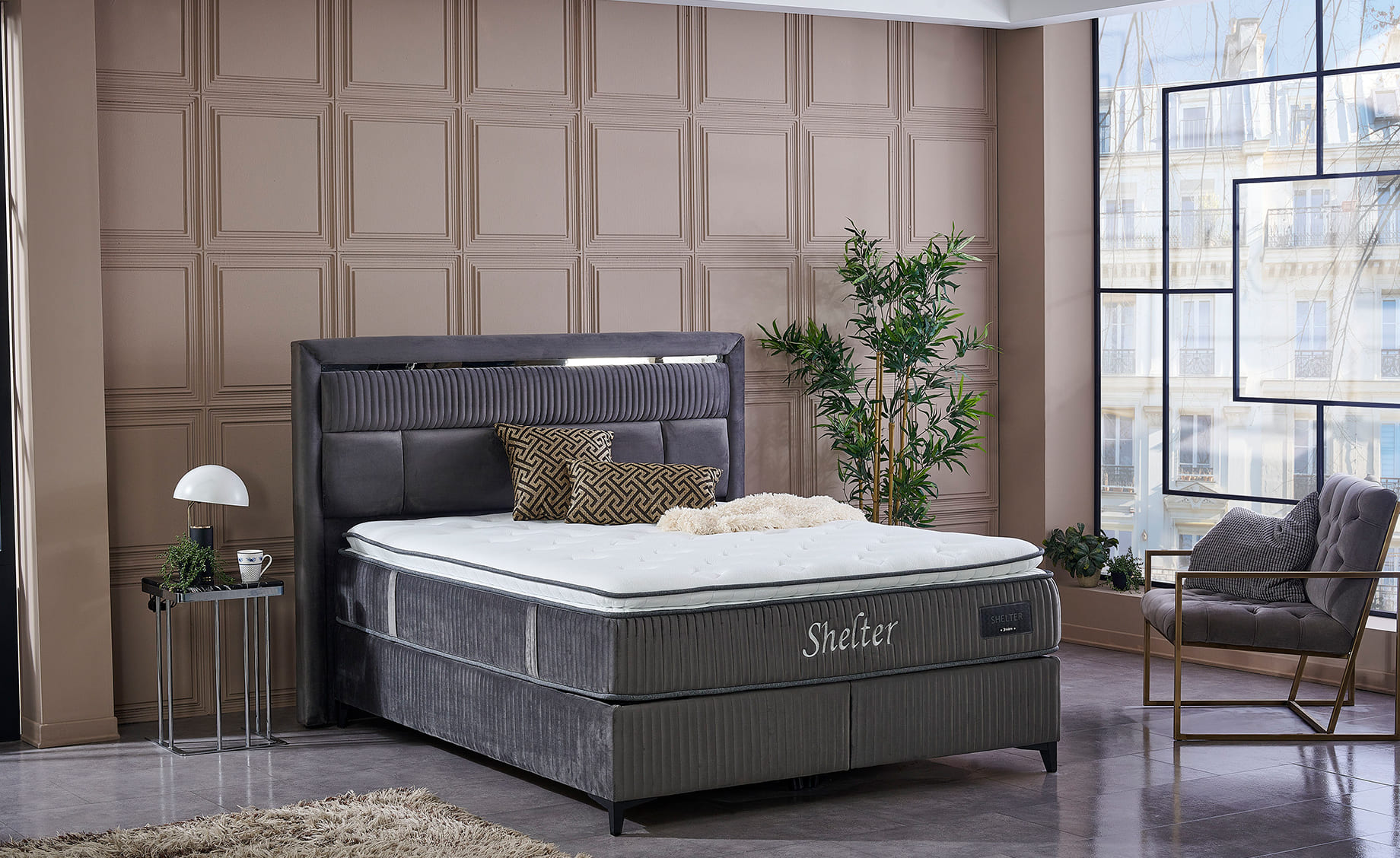 Shelter boxspring krevet sa prostorom za odlaganje 171x211x133/70cm