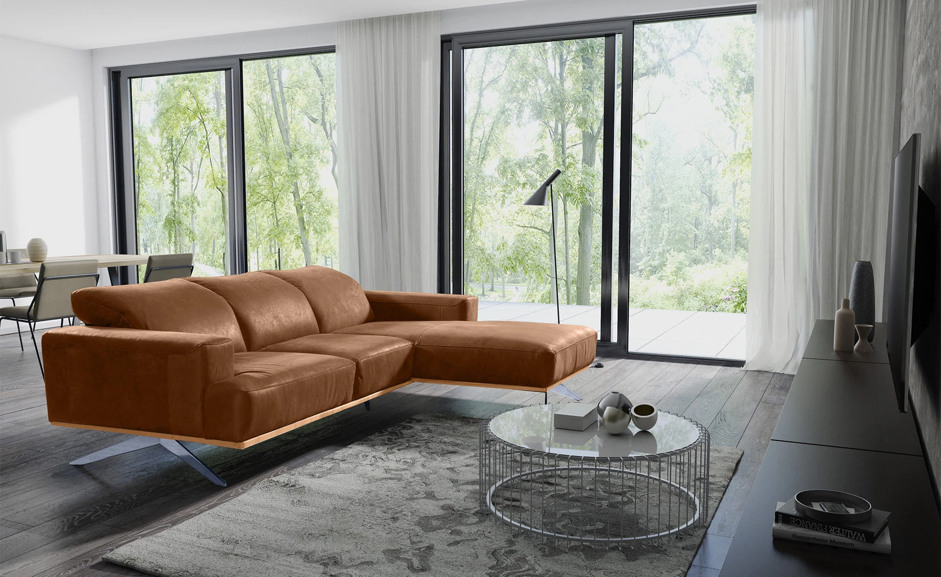 Portland ugaona garnitura nevada caramella desna 298x187x76/98 cm