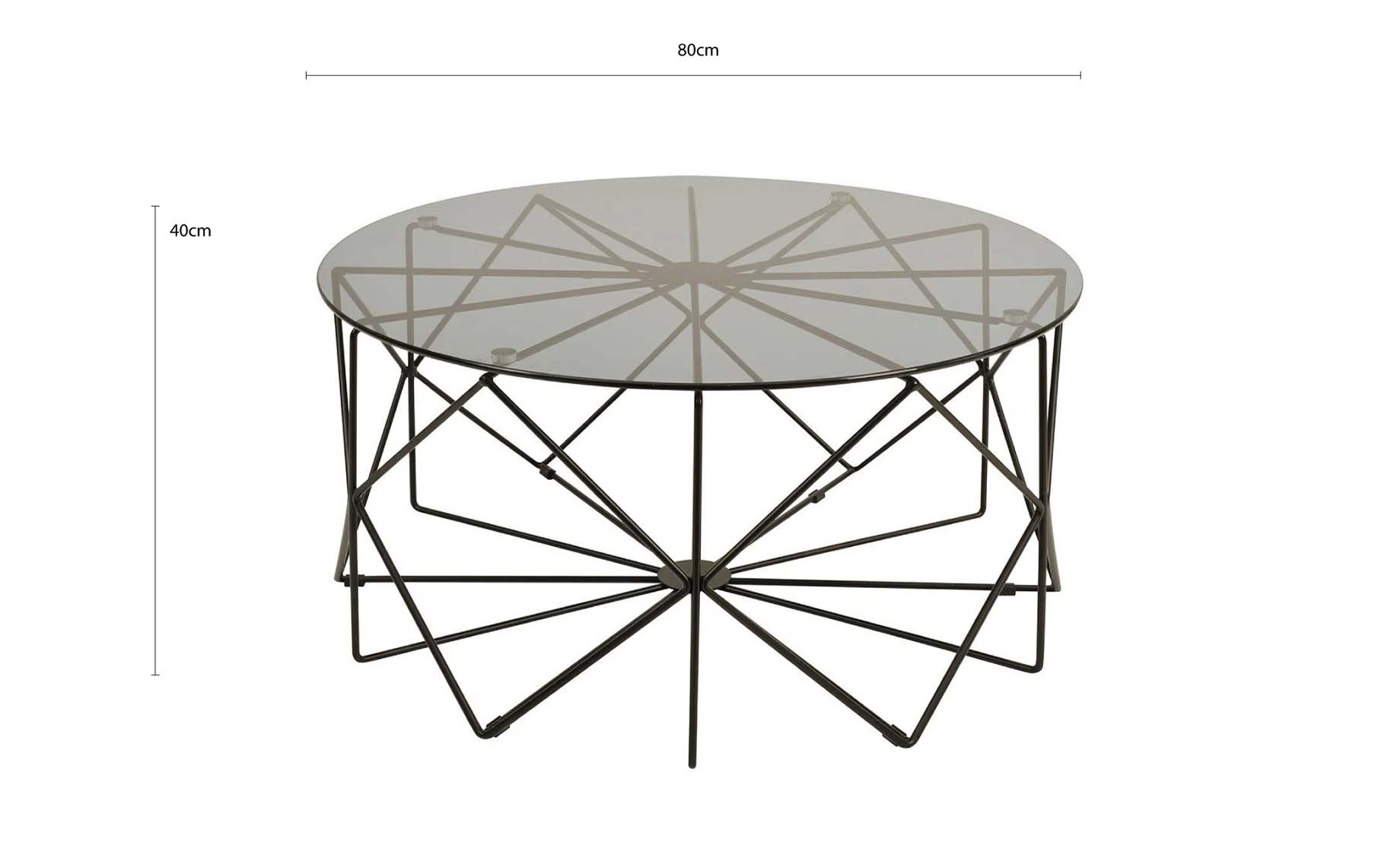 Diamond klub sto D80x40,5cm staklo/metal