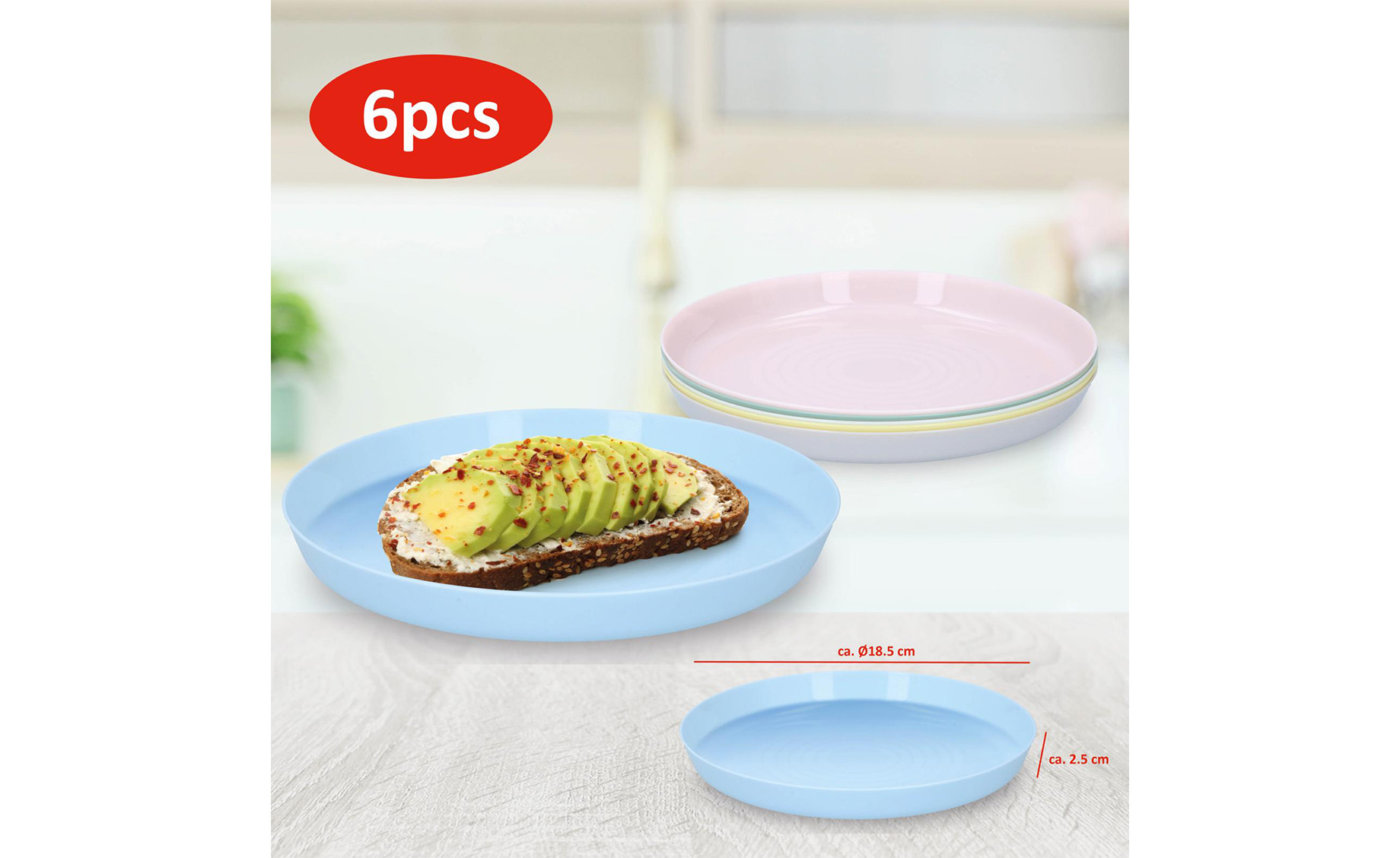 Set 6 plastičnih tanjira Pastel