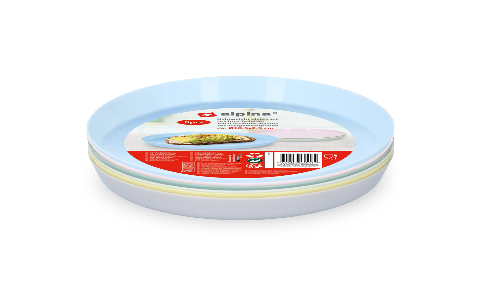 Set 6 plastičnih tanjira Pastel