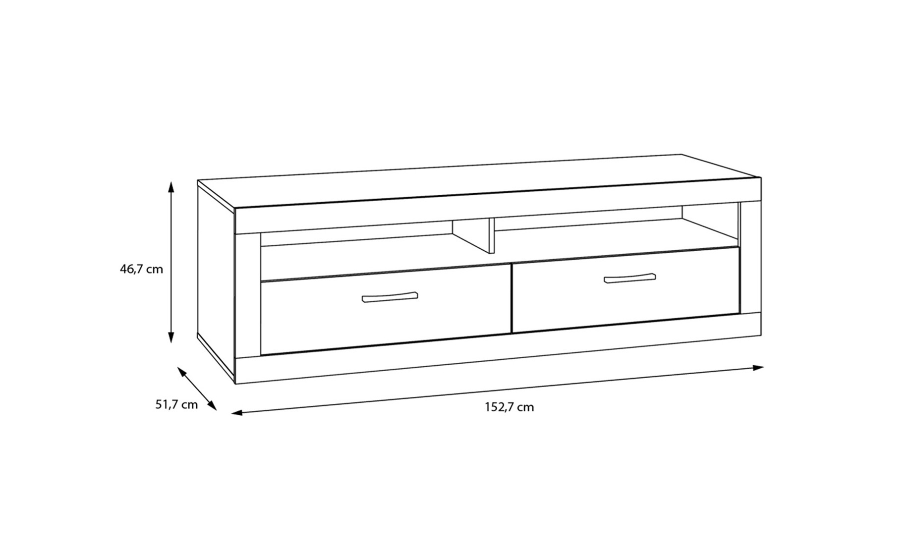 Trebbia TV komoda 2 fioke+2 otvora 153x51x47 cm