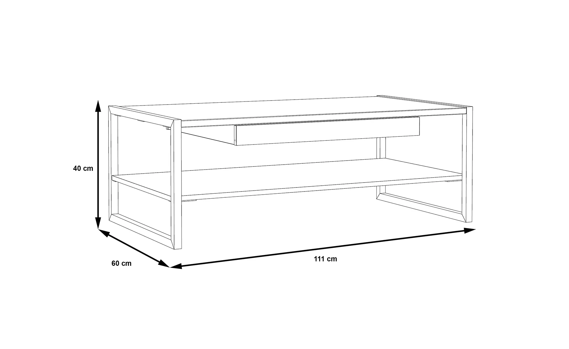 High Rock klub sto 1 fioka+1 polica 111x60x40 cm