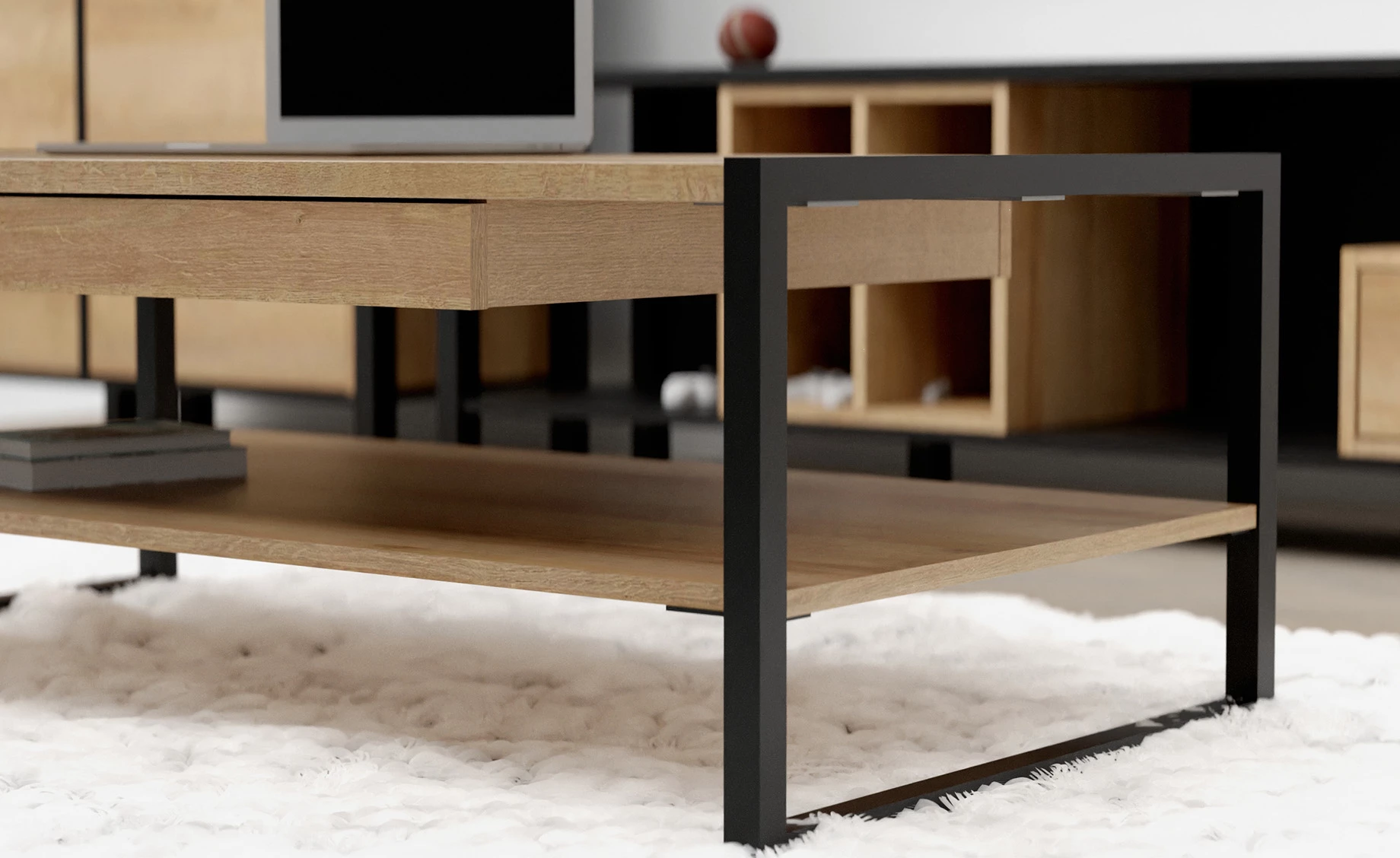 High Rock klub sto 1 fioka+1 polica 111x60x40 cm