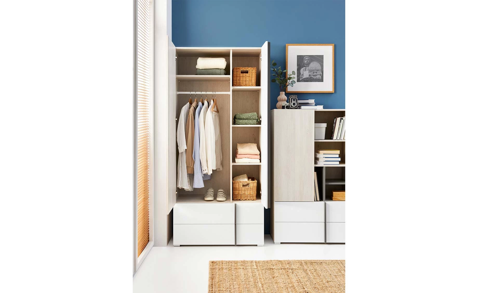 Remo ormar 2 vrata+2 ladice 90x53x195 cm bijela/natur