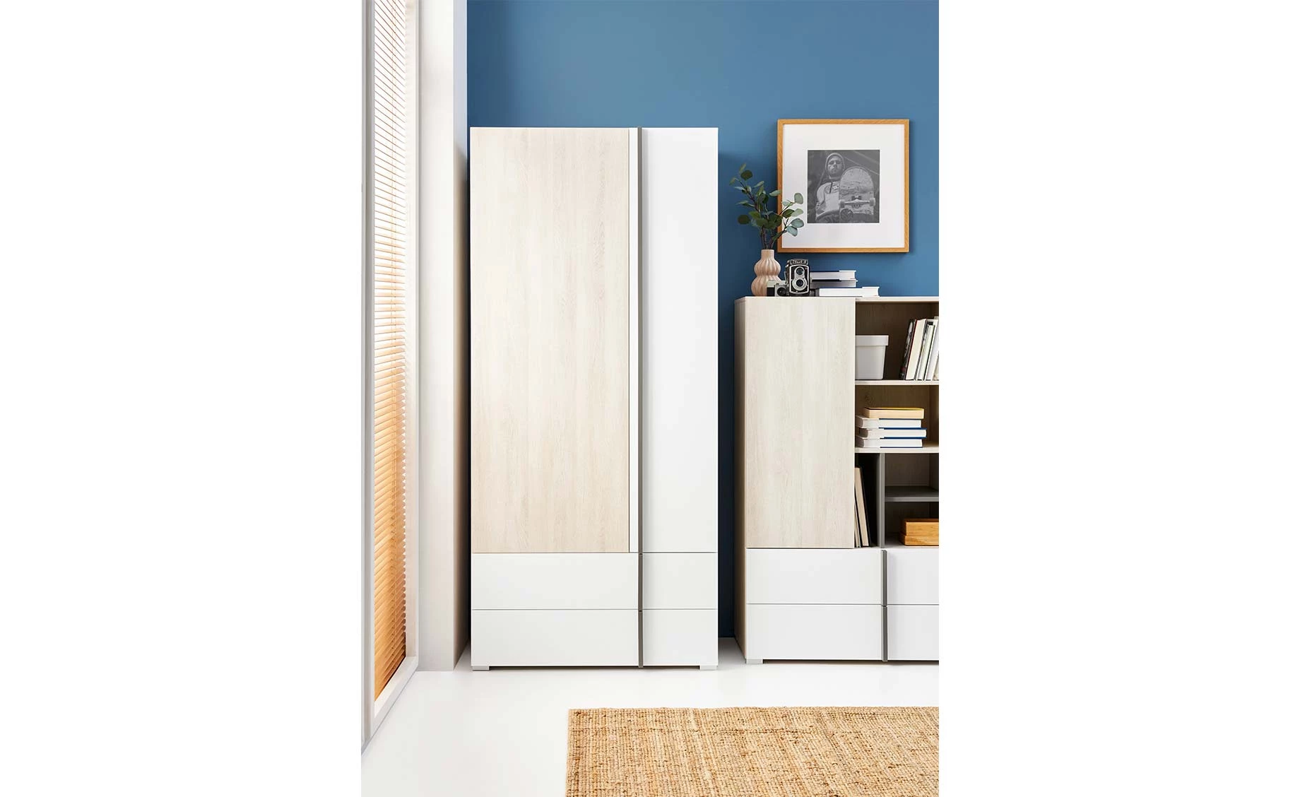 Remo ormar 2 vrata+2 ladice 90x53x195 cm bijela/natur