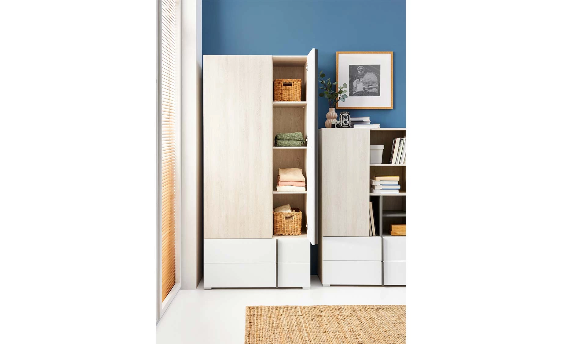 Remo ormar 2 vrata+2 ladice 90x53x195 cm bijela/natur