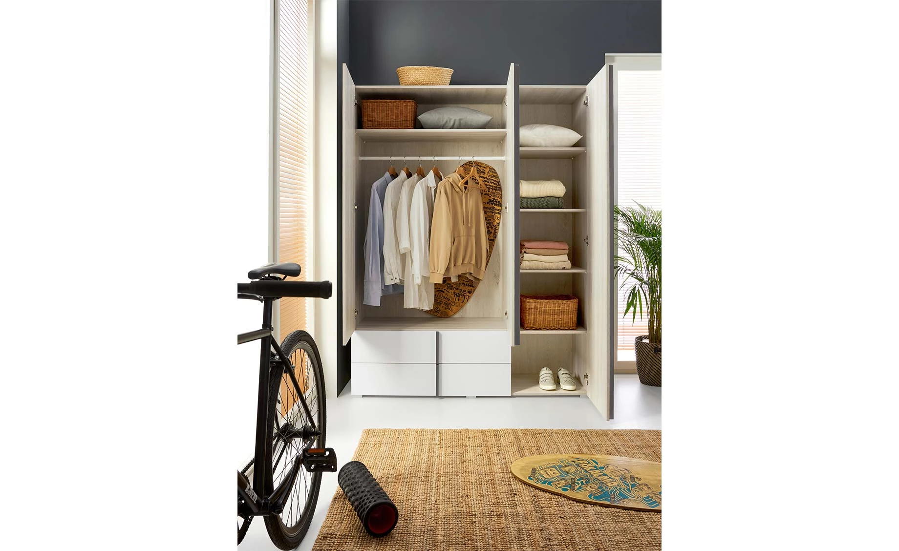 Remo ormar 2 vrata+2 ladice 90x53x195 cm bijela/natur