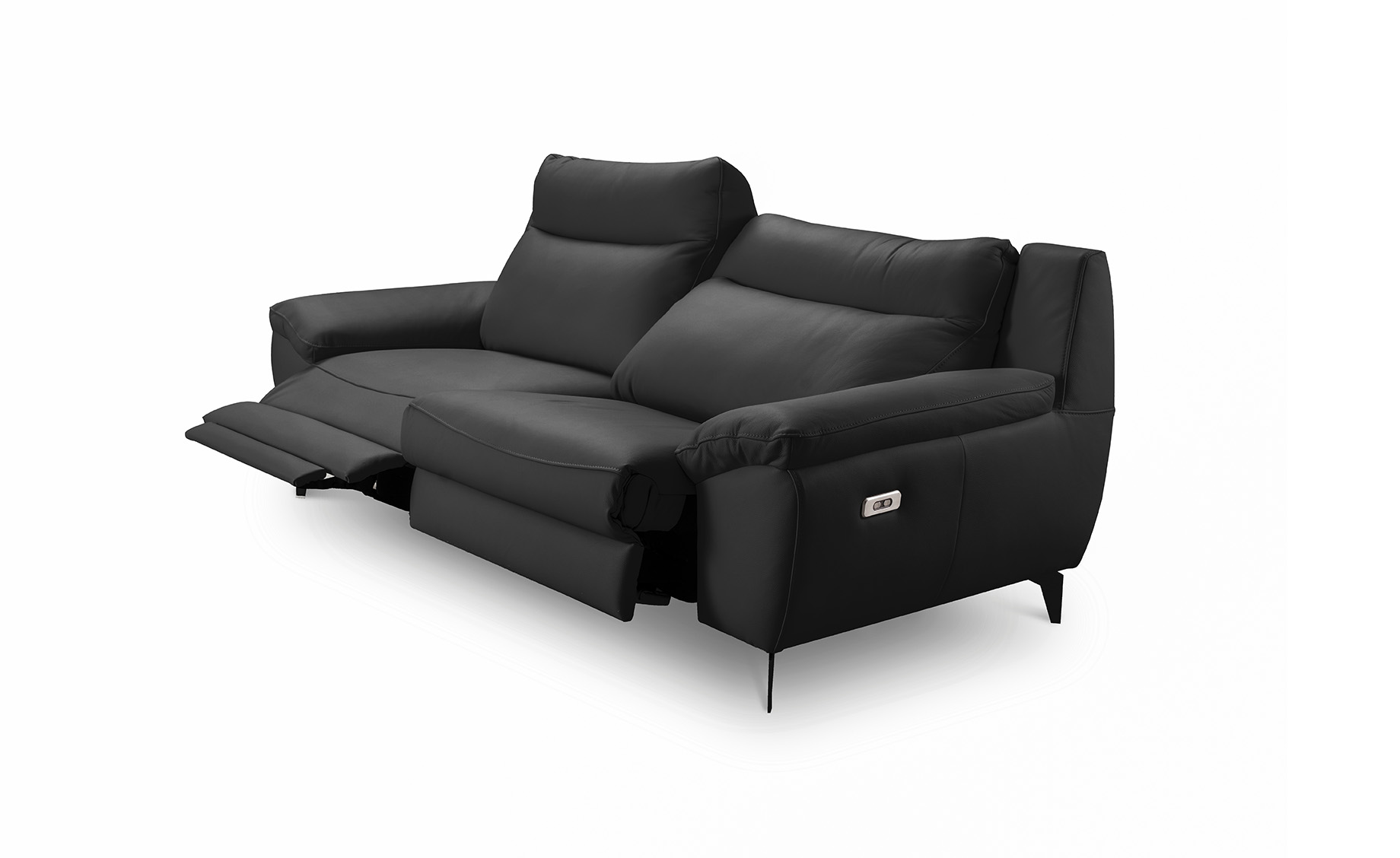 Perle dvosed sa dva električna relax mehanizma koža crna 178x96x95 CM