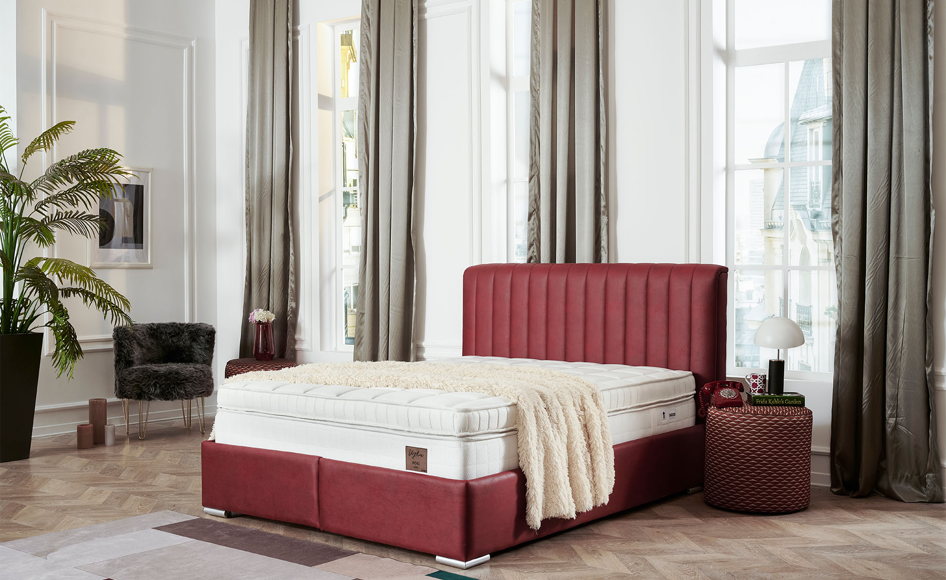 Urbino krevet sa prostorom za odlaganje 157x213x123 cm crveni