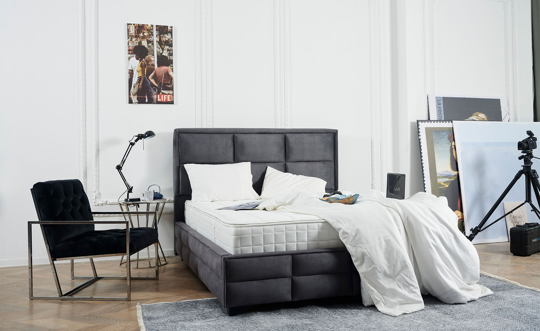 Treviso krevet sa prostorom za odlaganje 106x209x126 cm sivi
