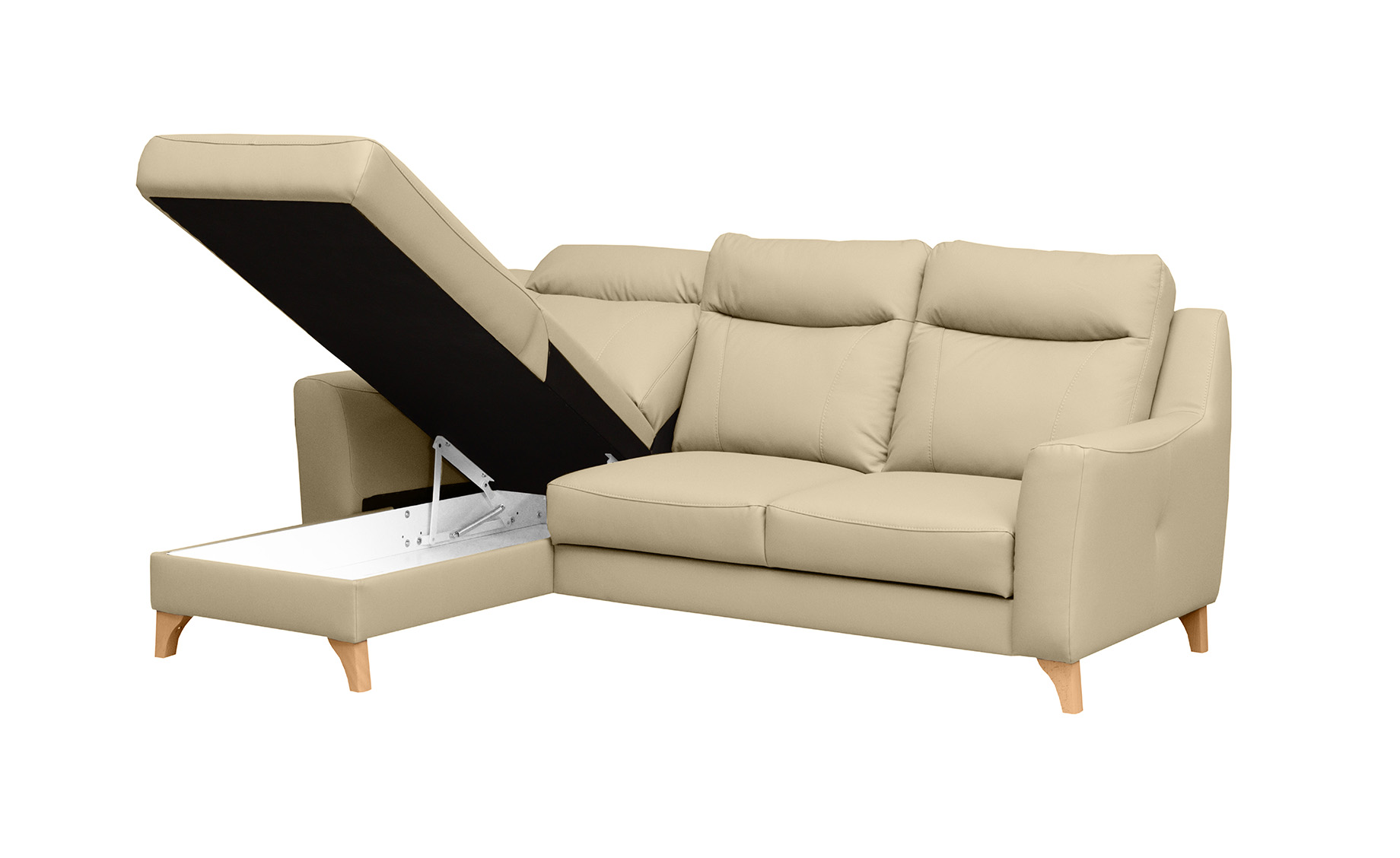 Link ugaona garnitura sa ležajem madras koža leva 235x169x100