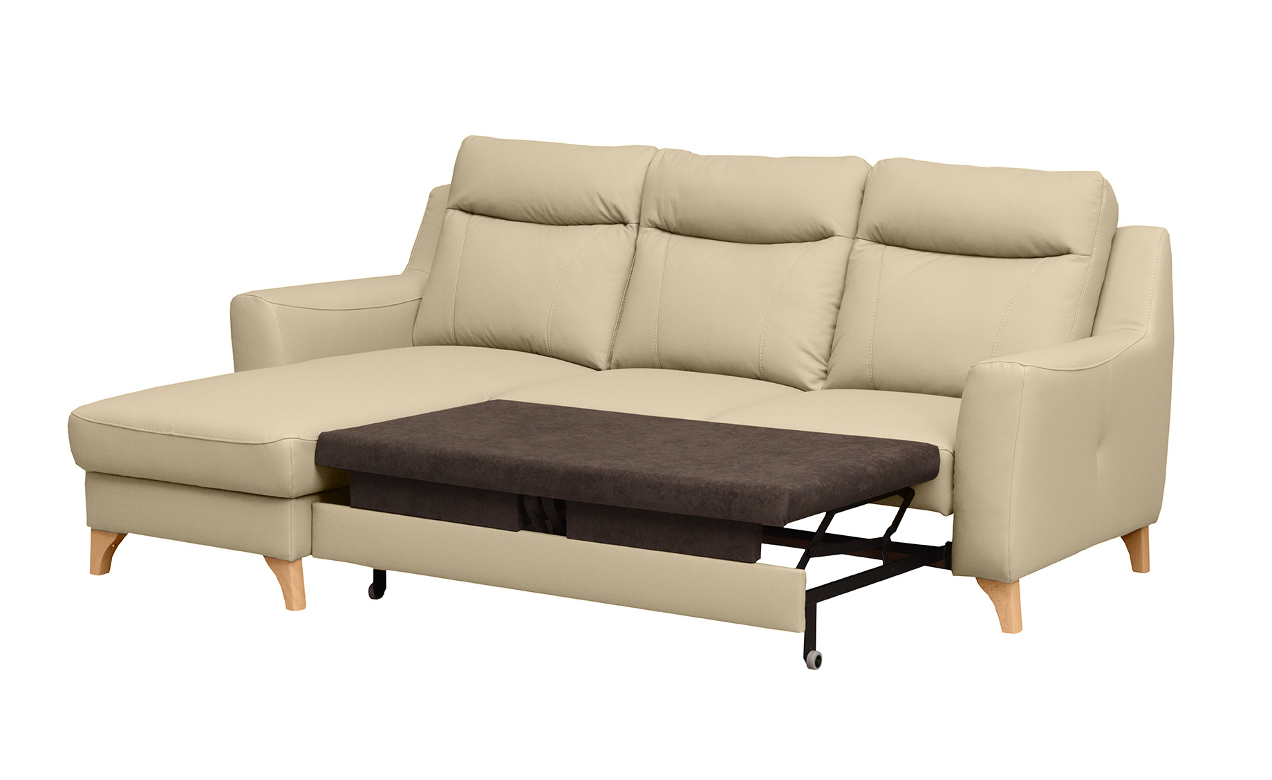 Link ugaona garnitura sa ležajem madras koža leva 235x169x100