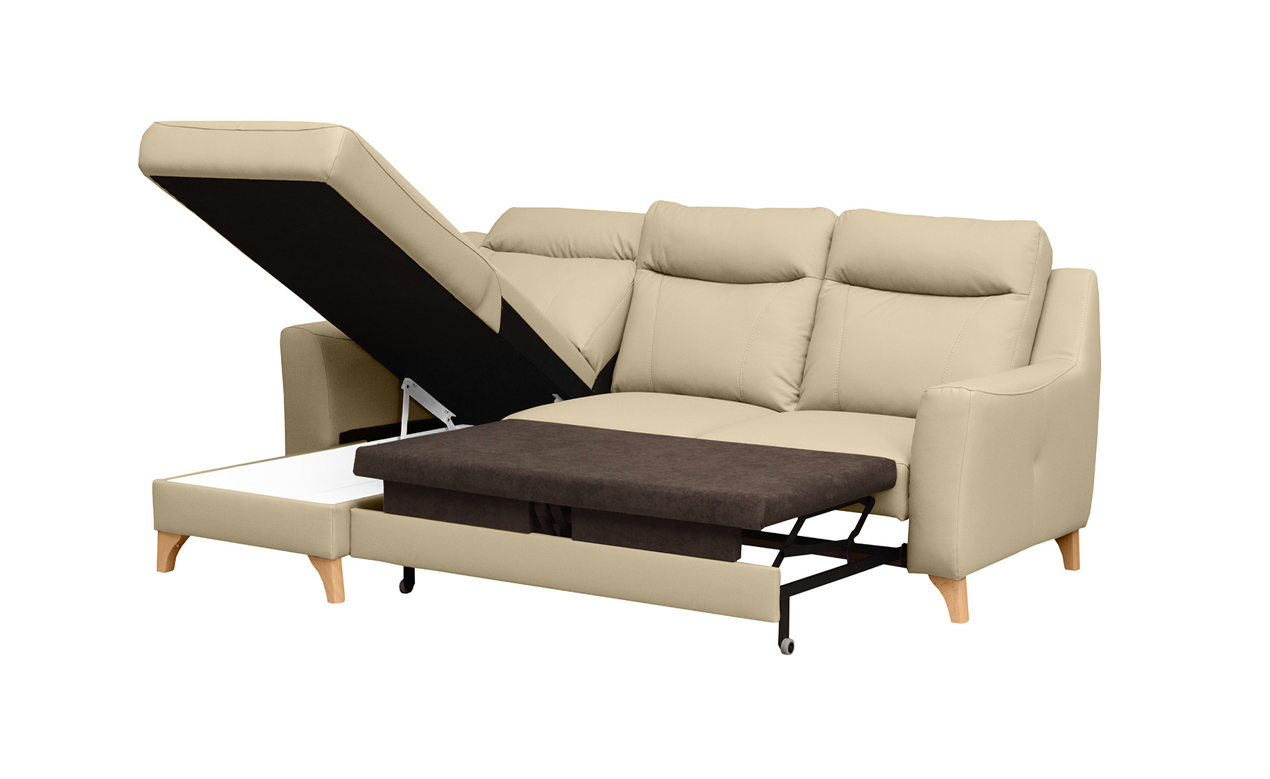Link ugaona garnitura sa ležajem madras koža leva 235x169x100