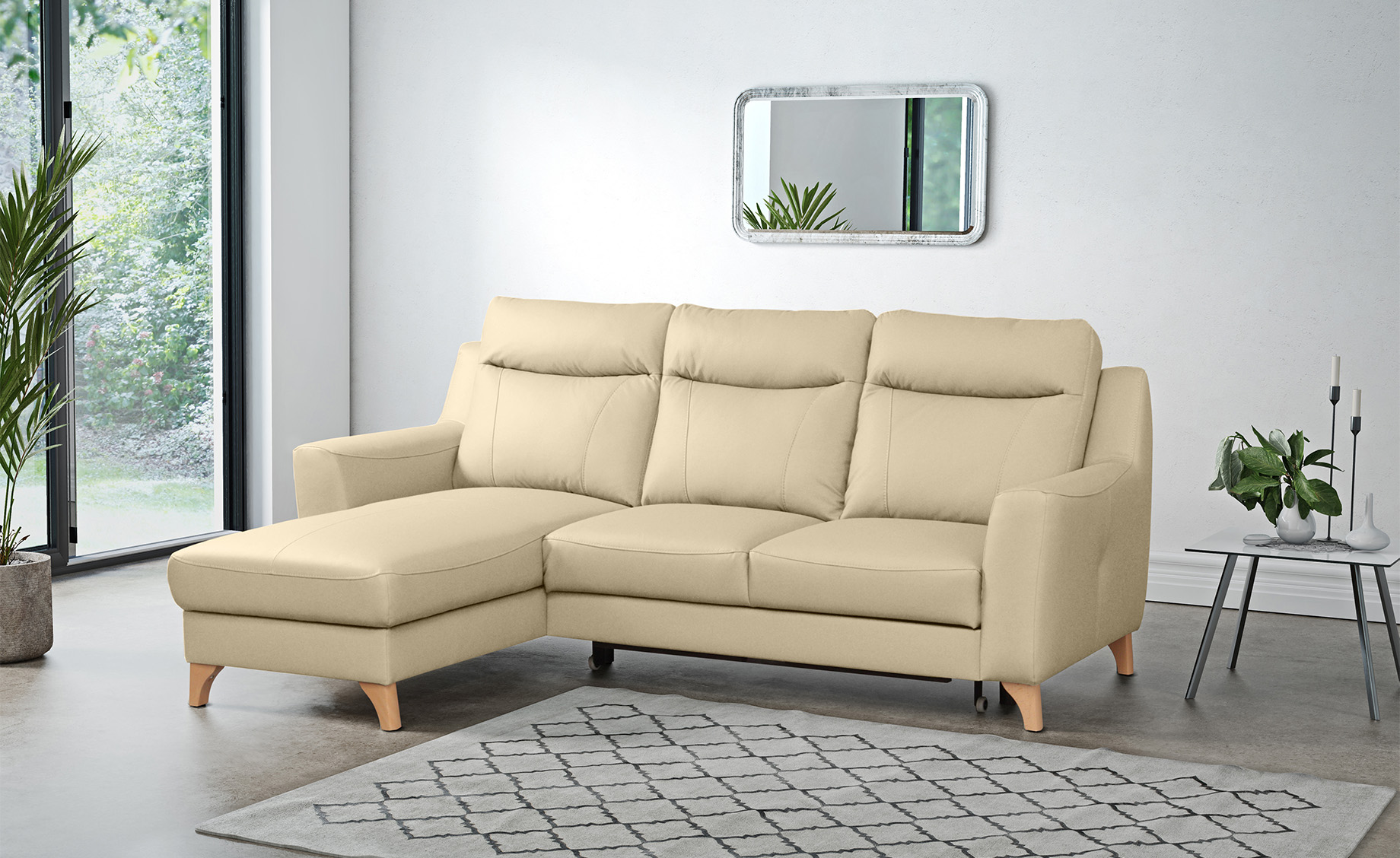 Link ugaona garnitura sa ležajem madras koža leva 235x169x100