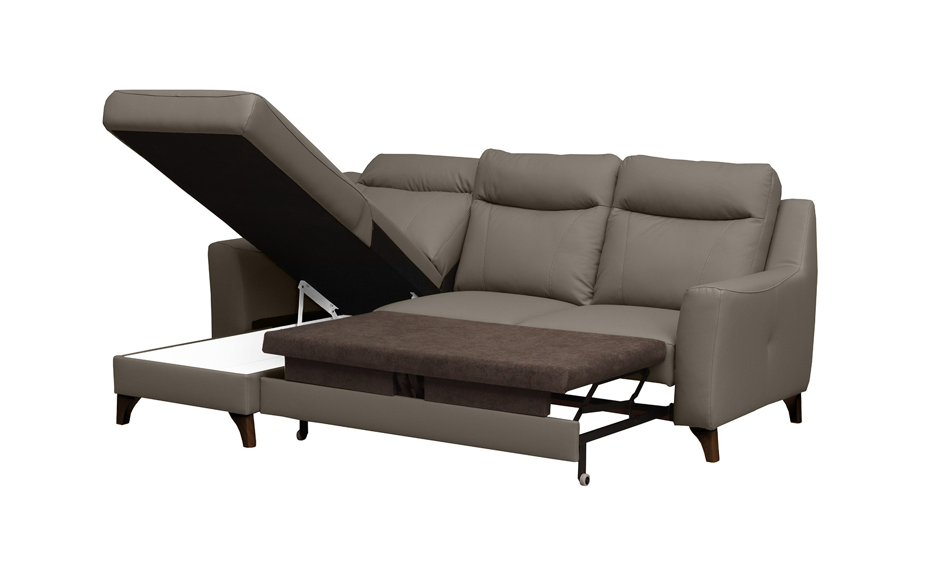 Link ugaona garnitura sa ležajem madras koža leva 235x169x100
