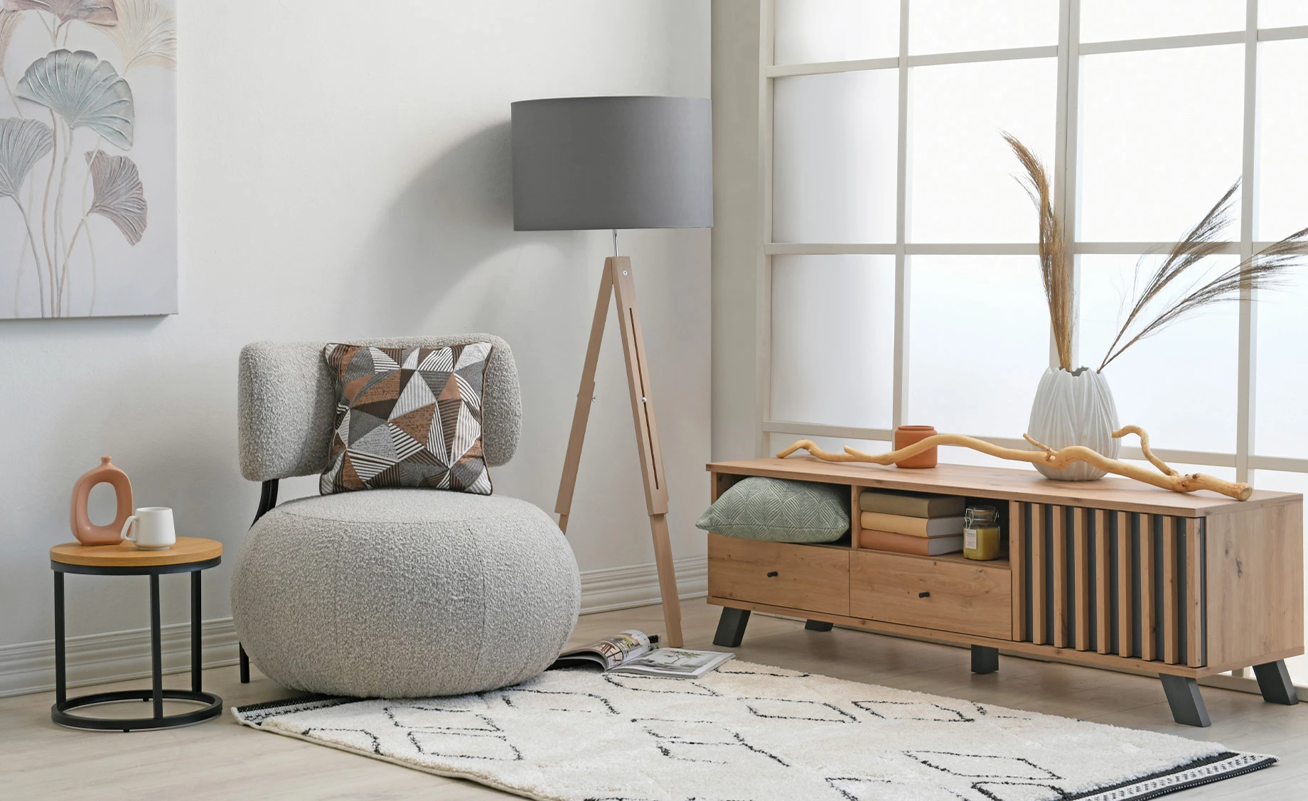 Spiro set stolića 2/1 natur/crni metal