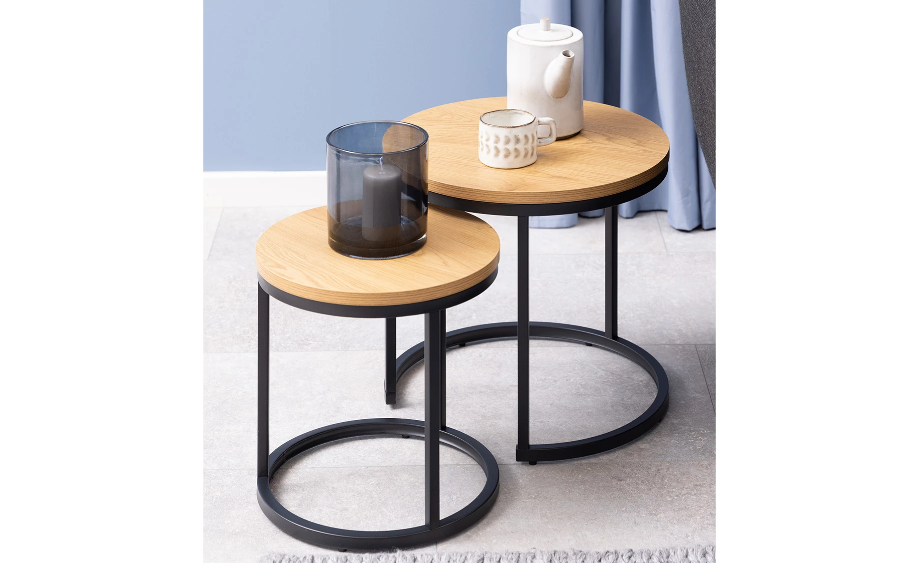 Spiro set stolića 2/1 natur/crni metal