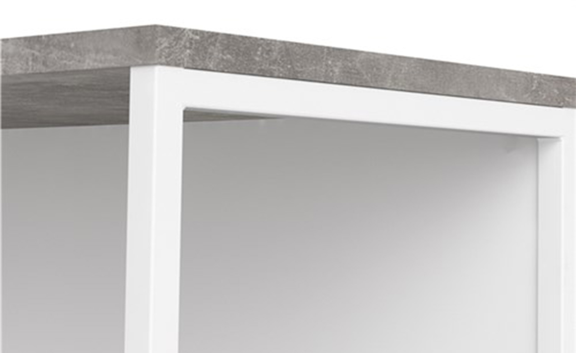 Function Plus kutni radni stol 2 ladice + 3 otvora 145,1x81x76,8 cm bijeli beton sivi