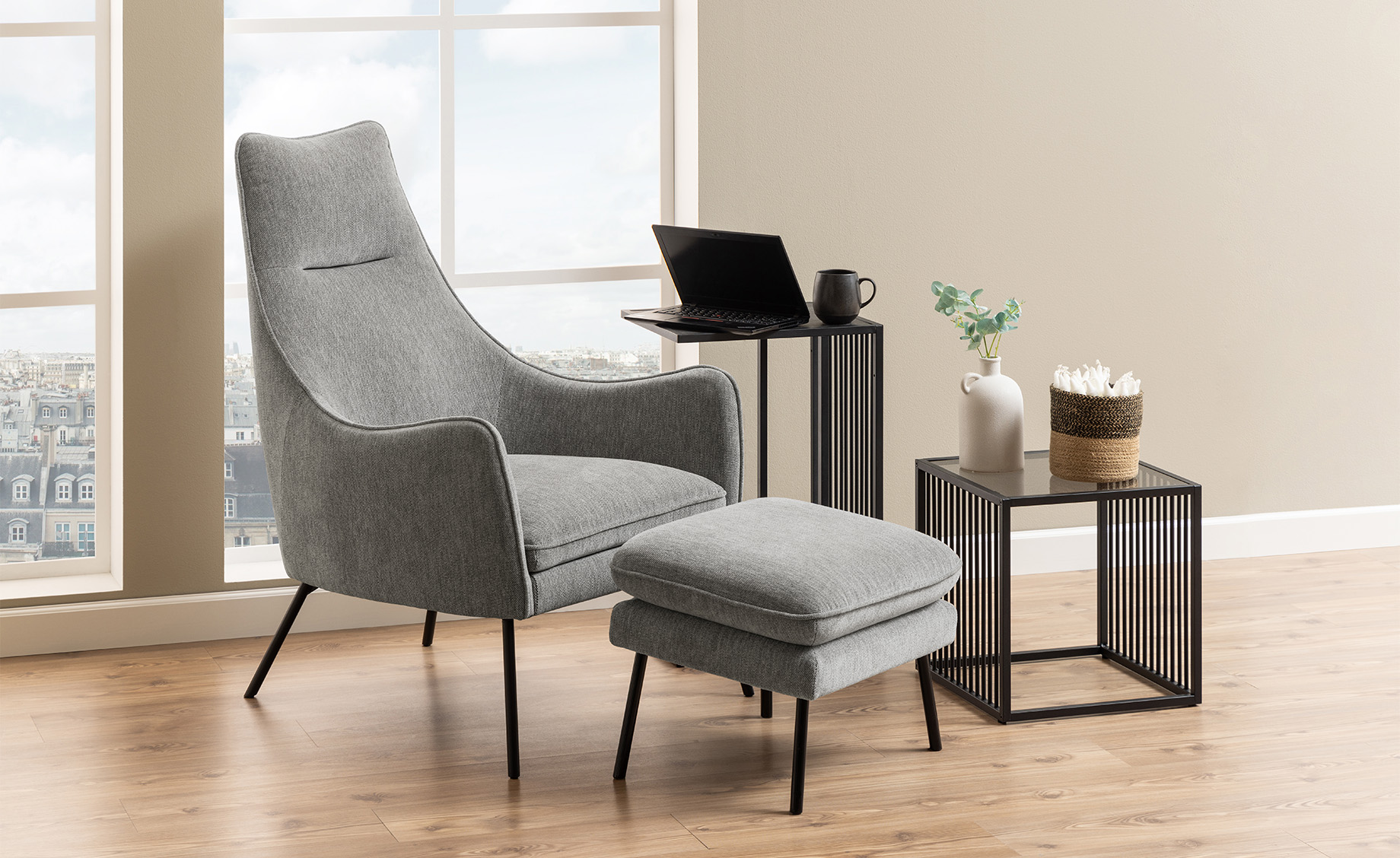 Strington klub sto 35x43x63 cm crni metal/crni mermer
