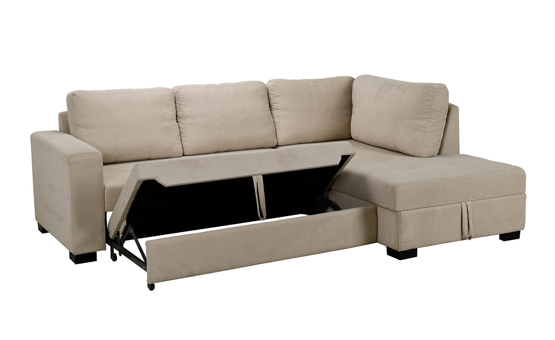 River luxe ugaona garnitura sa ležajem i prostorom za odlaganje bež desna 250x175x90 cm