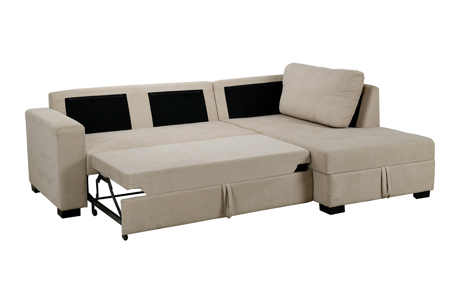 River luxe ugaona garnitura sa ležajem i prostorom za odlaganje bež desna 250x175x90 cm