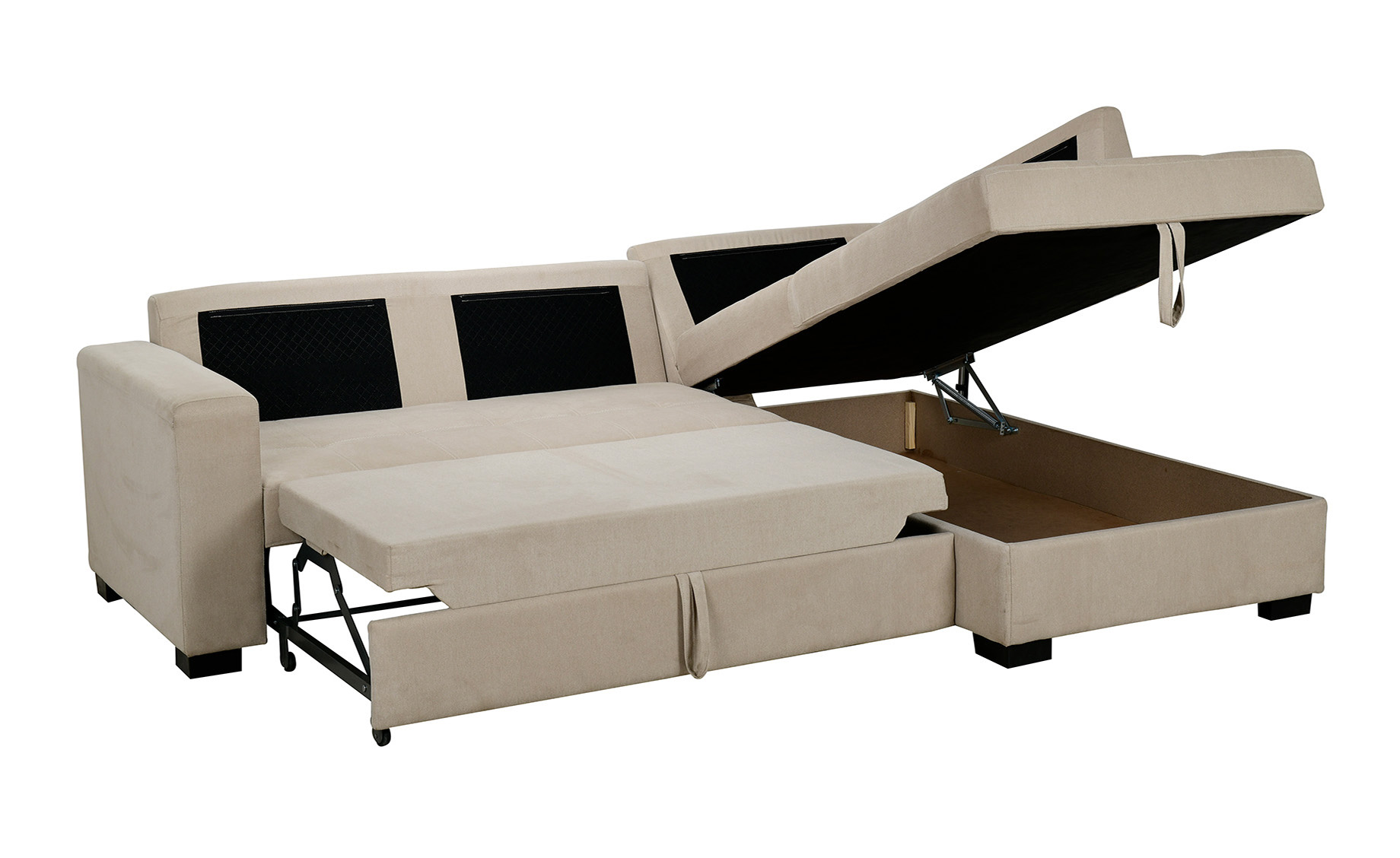 River luxe ugaona garnitura sa ležajem i prostorom za odlaganje bež desna 250x175x90 cm