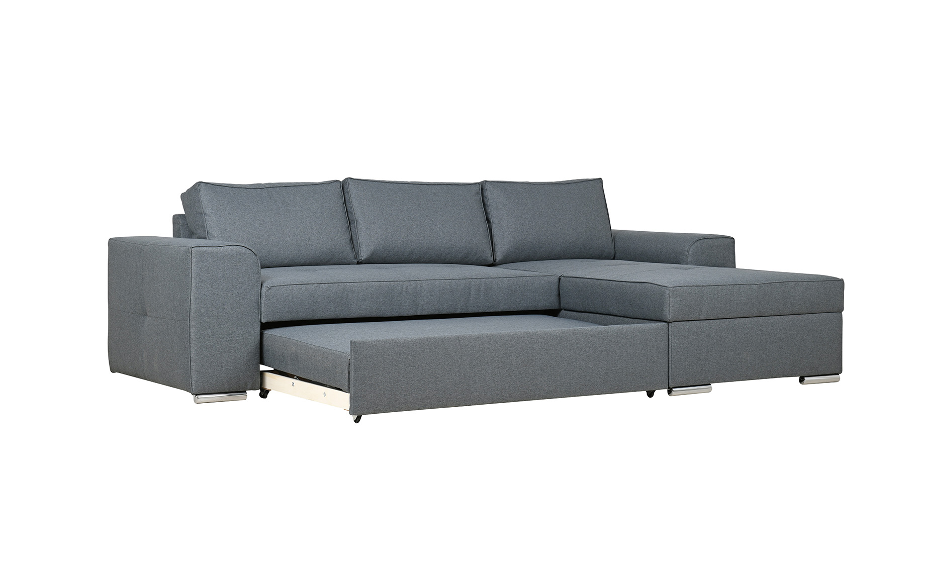 Korfu Luxe ugaona garnitura sa ležajem i prostorom za odlaganje siva 273x163x90cm desna