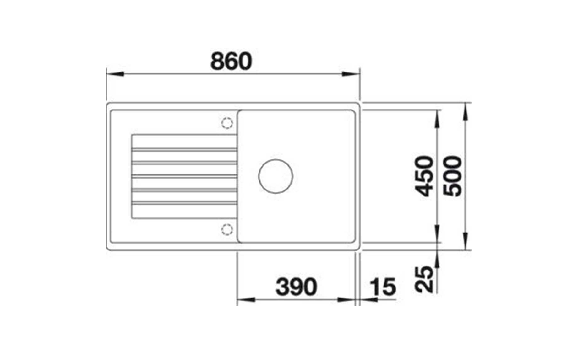 Blanco ZIA 5S silgranit sudopera 86x50 PDur bela