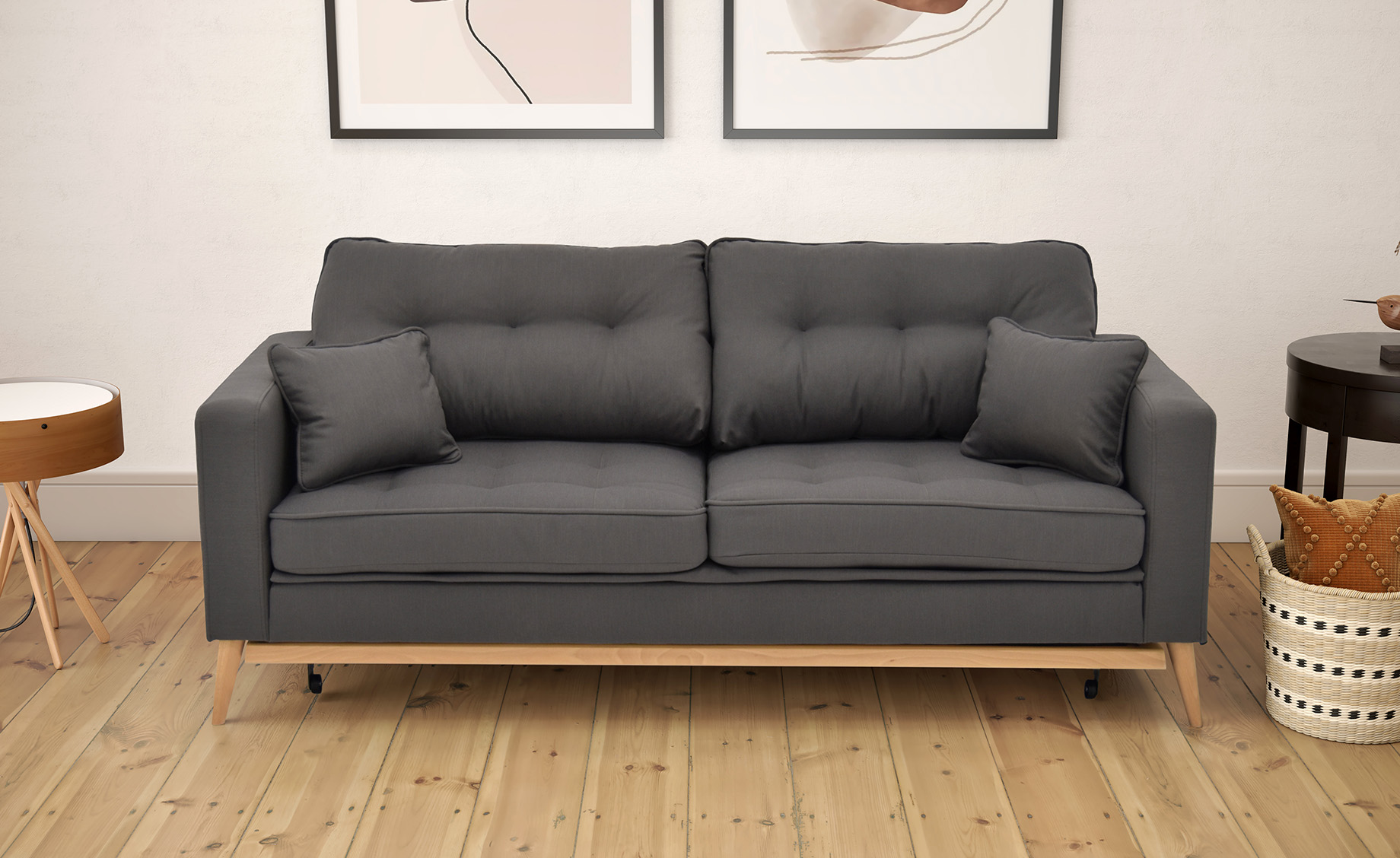 Liberty trosjed s ležajem sivi 216x87x87 cm