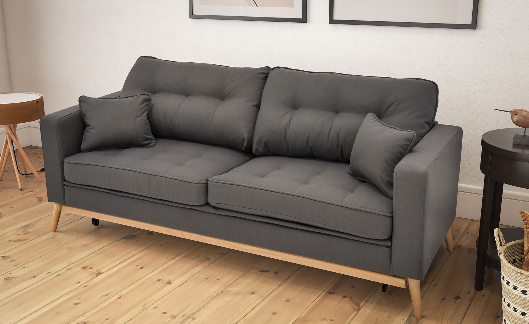 Liberty trosjed s ležajem sivi 216x87x87 cm