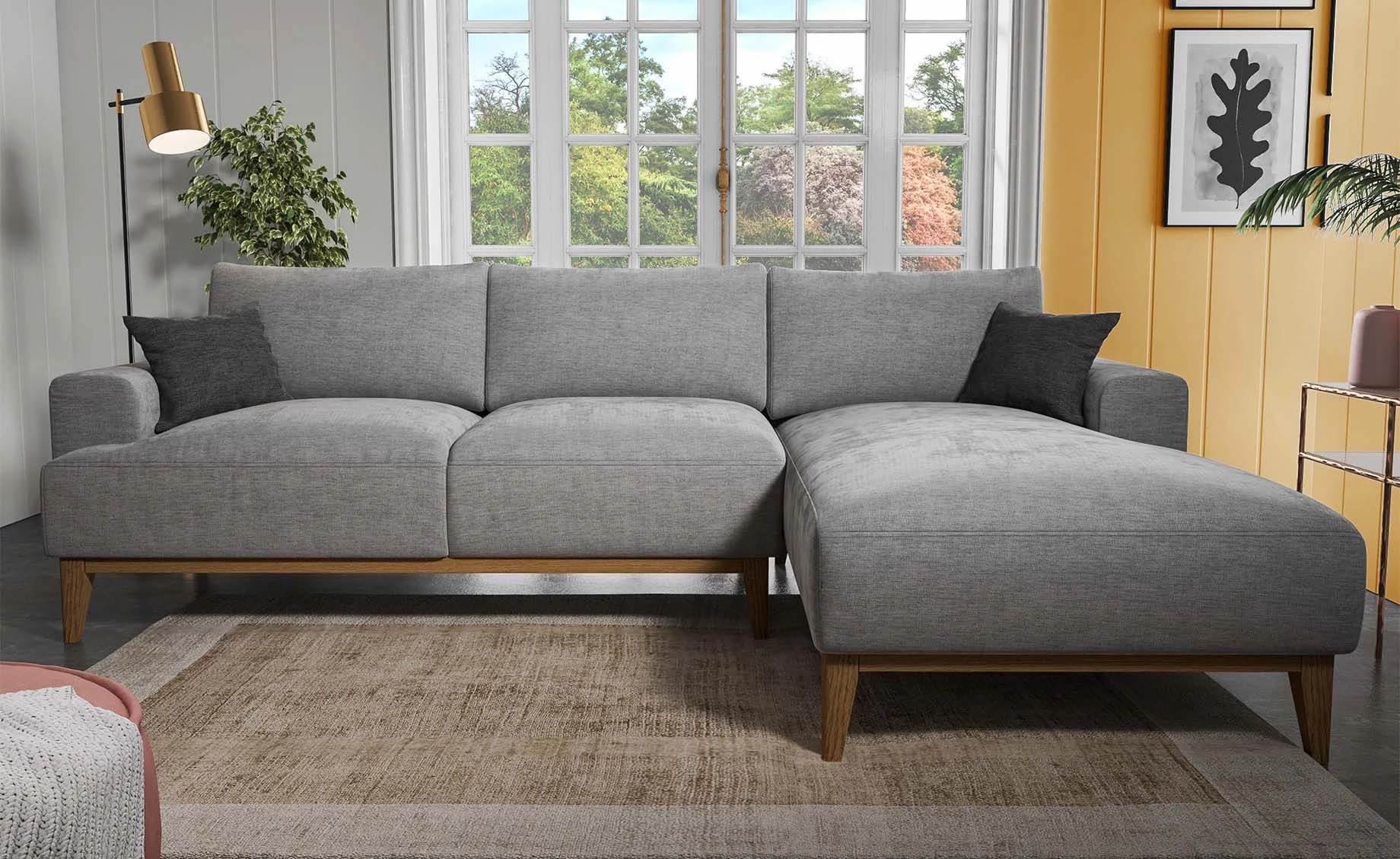 Joeleen ugaona garnitura 268x167x82 cm siva desna