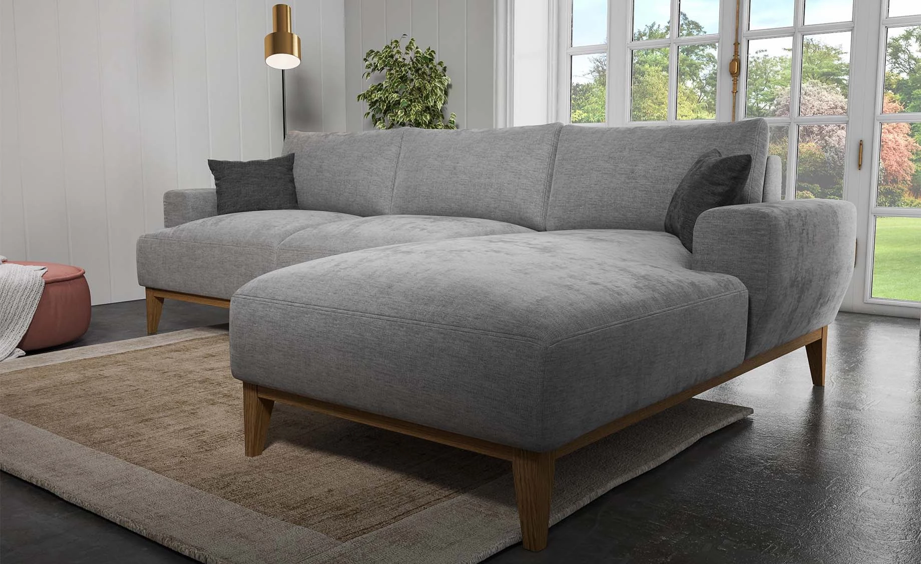 Joeleen ugaona garnitura 268x167x82 cm siva desna