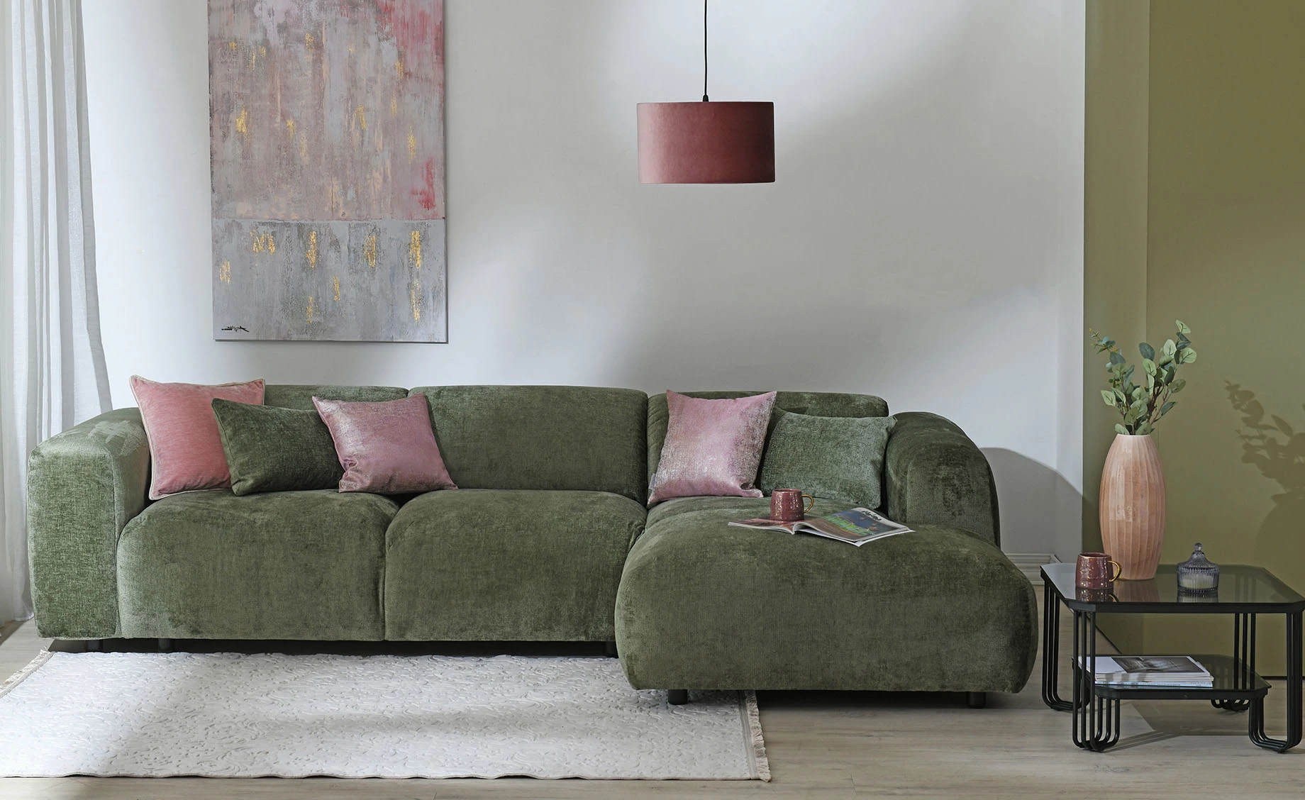 Luzzi ugaona garnitura zelena desna 280x165x73 cm