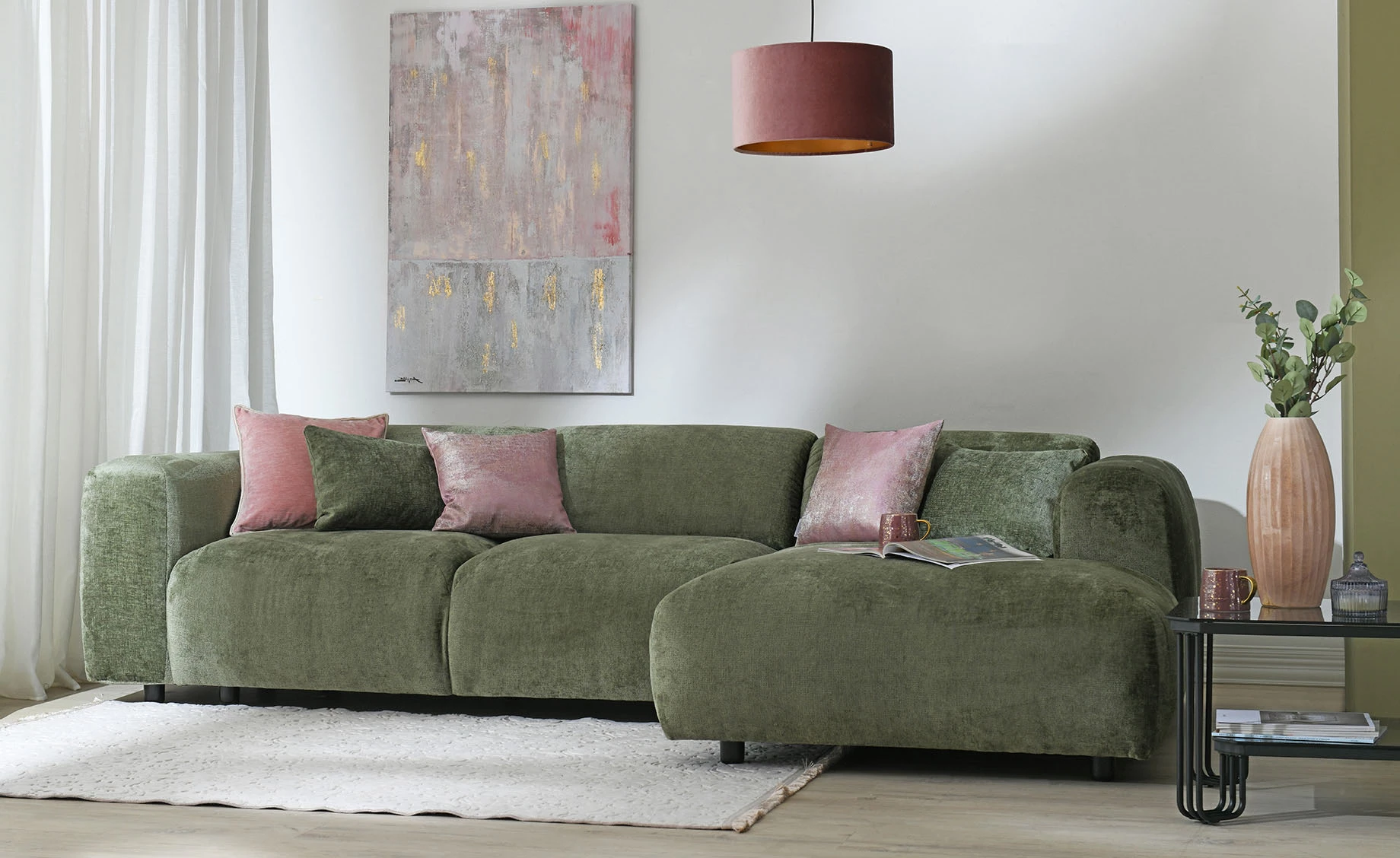 Luzzi ugaona garnitura zelena desna 280x165x73 cm