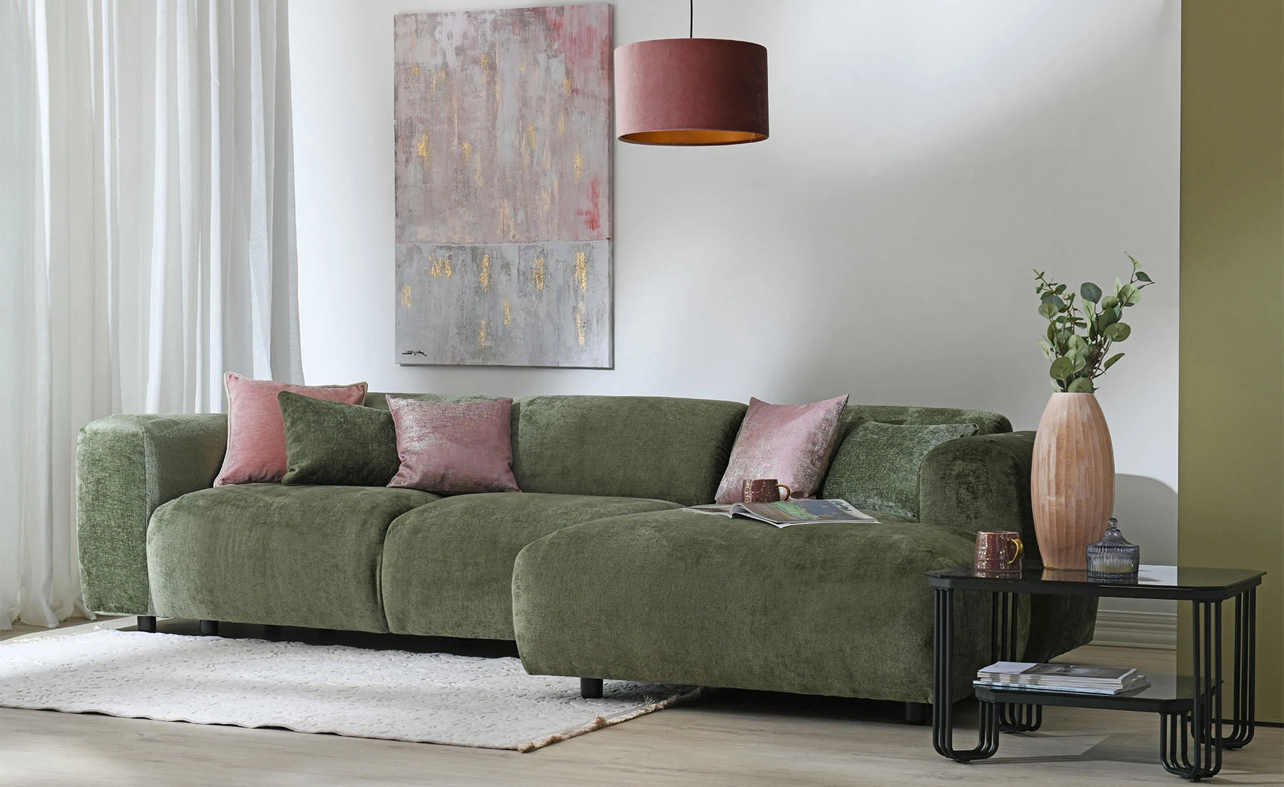 Luzzi ugaona garnitura zelena desna 280x165x73 cm