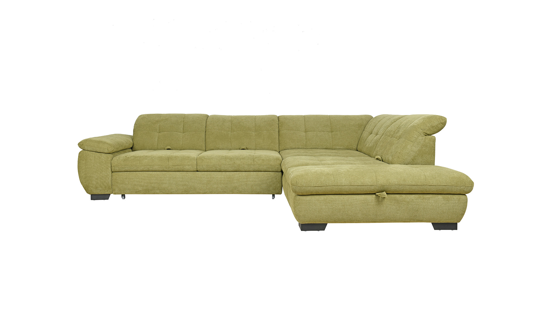 Porter ugaona garnitura sa ležajem i prostorom za odlaganje zelena desna 315x266x77/87cm