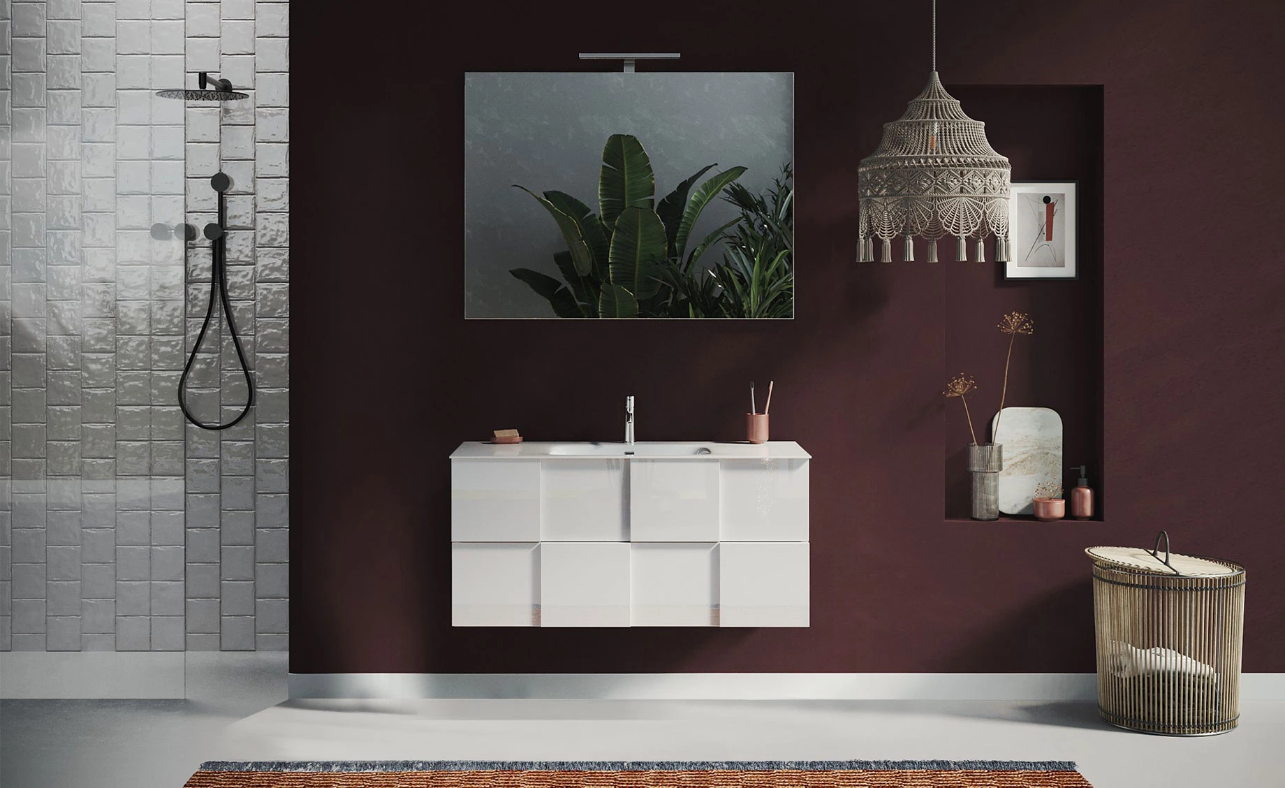 Steel ogledalo+LED rasveta 100x4x75 cm