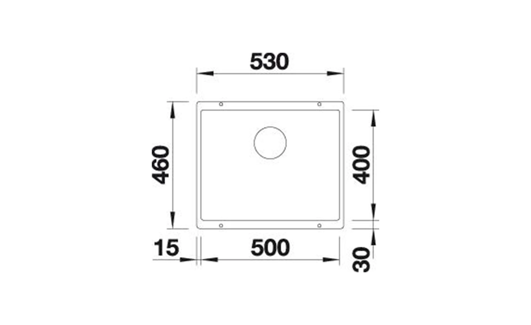 Blanco Subline 500-U InFino sudoper 53x40cm + sifon,bijeli