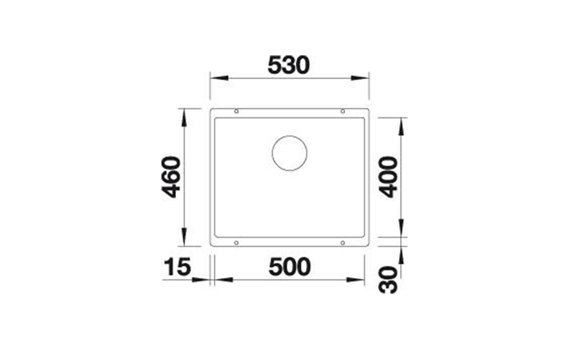 Blanco Subline 500-U InFino sudoper 53x40cm + sifon,nježno bijeli