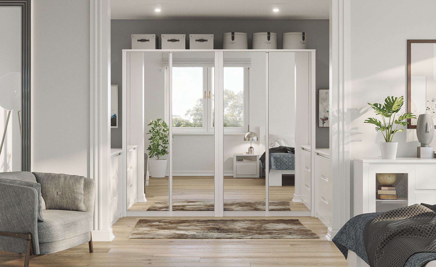 Maxim ormar/ogledalo 2 vrata 113,3x53,3x197 cm beli