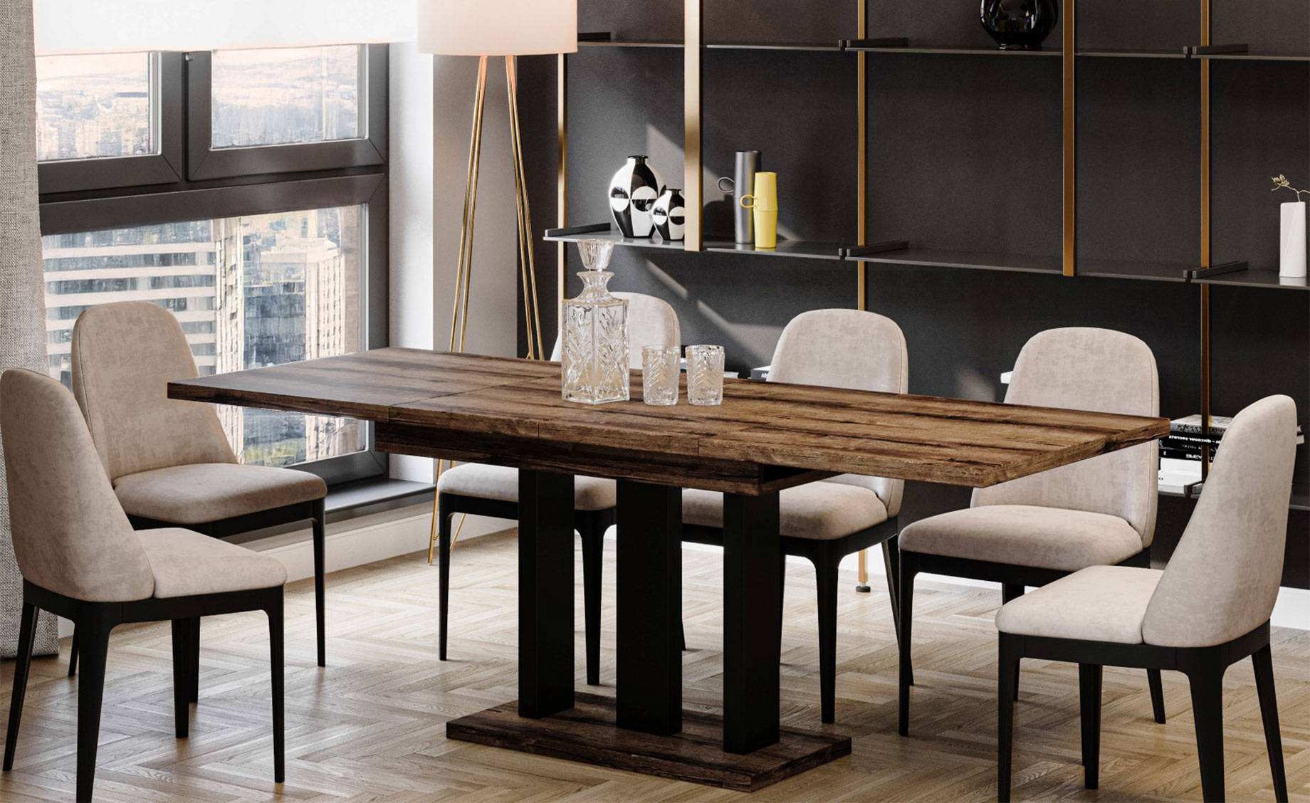 Appia sto 130(210)x80x76 cm tamni hrast