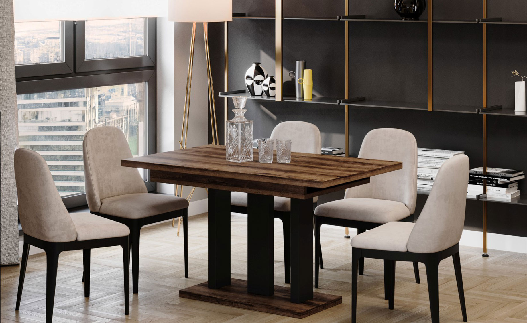 Appia sto 130(210)x80x76 cm tamni hrast