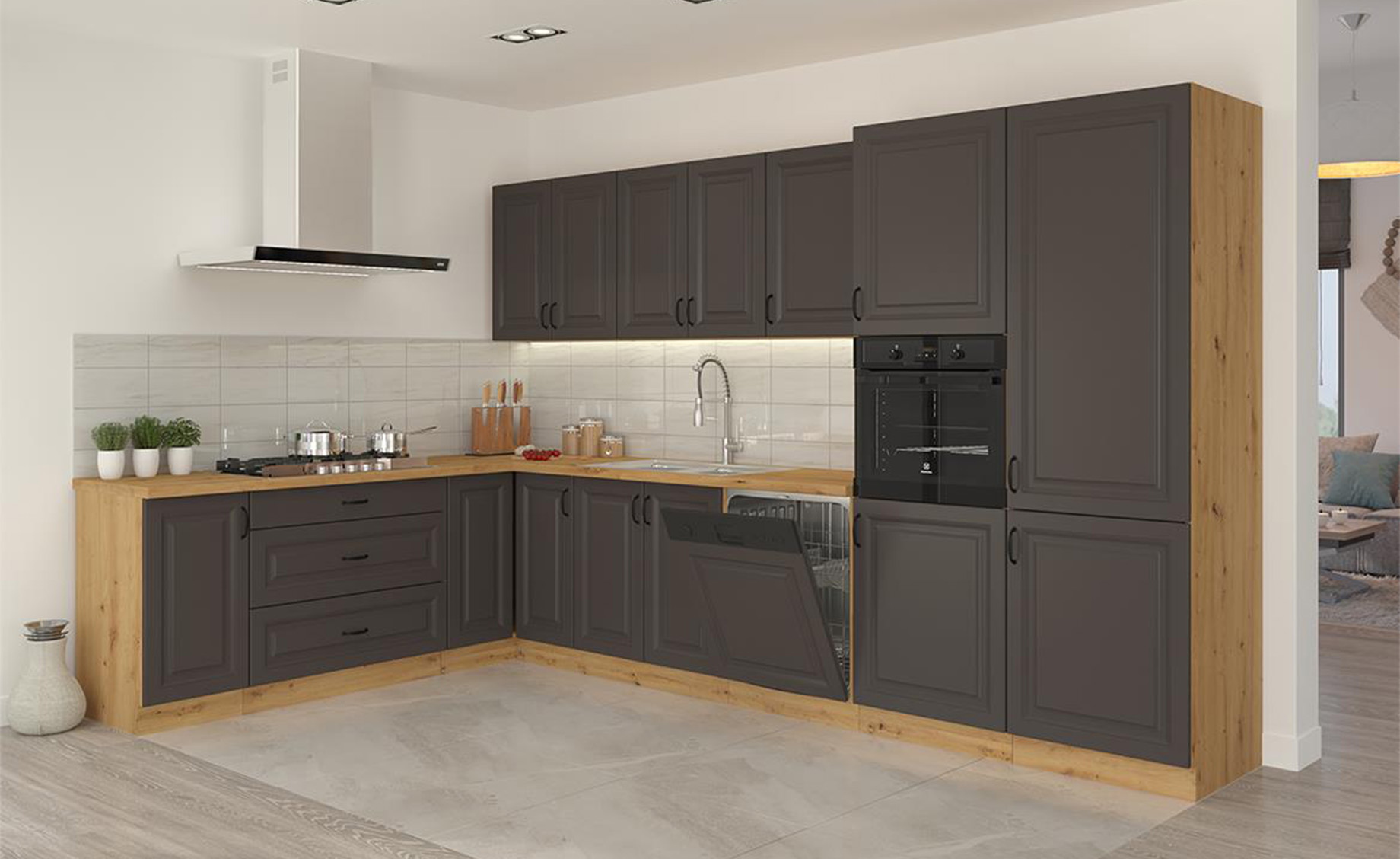 Stilo baza 3 ladice hrast/grafit 40x52x82