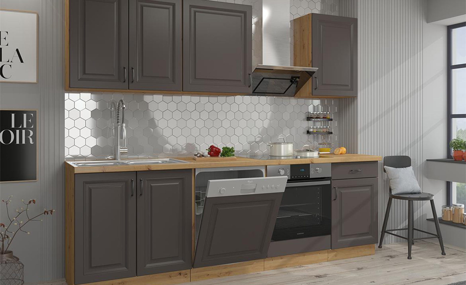 Stilo viseći element 1 vrata hrast/grafit 45x31x90