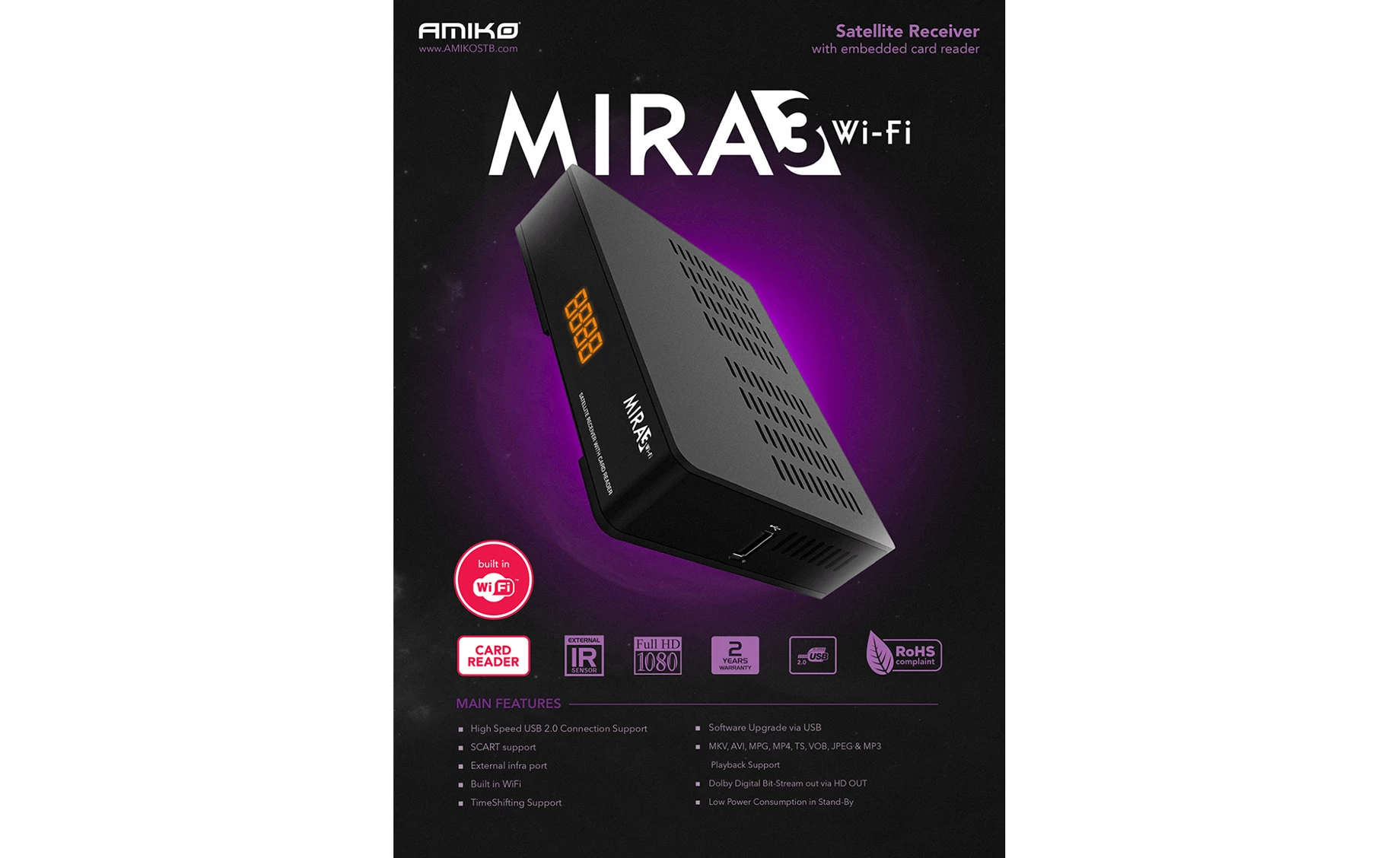 Amiko MIRA3 Wifi satelitski prijemnik