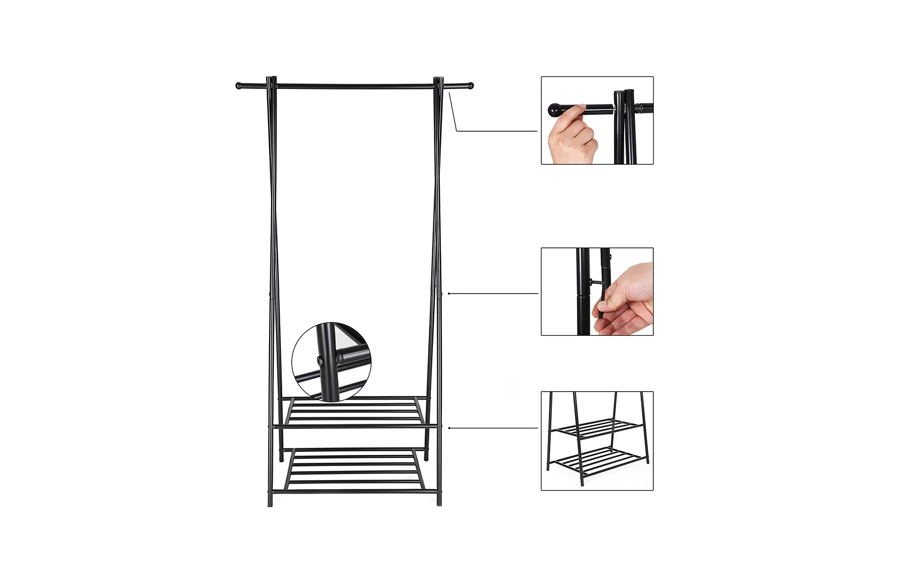Stalak za odeću Natalie 64x41x155cm crni