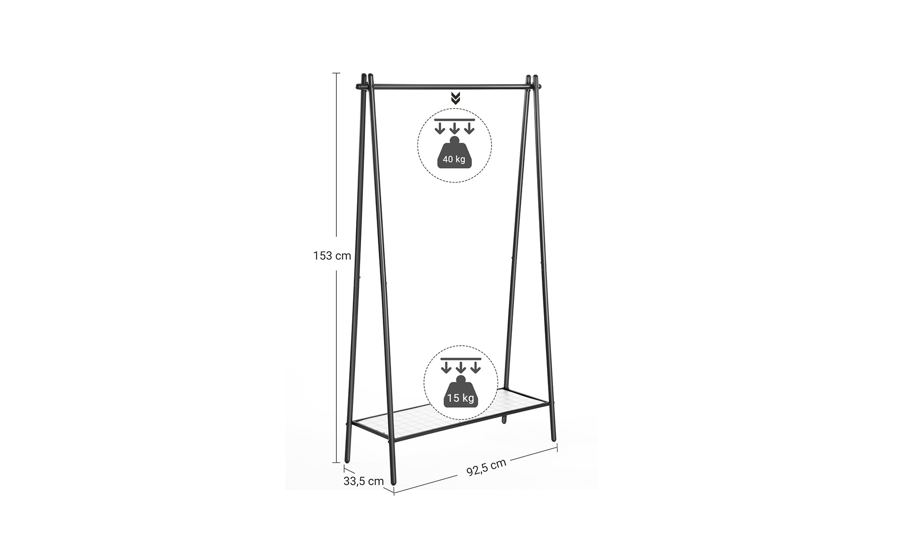 Stalak za odeću Patricia 92,5x33,5x153cm crni